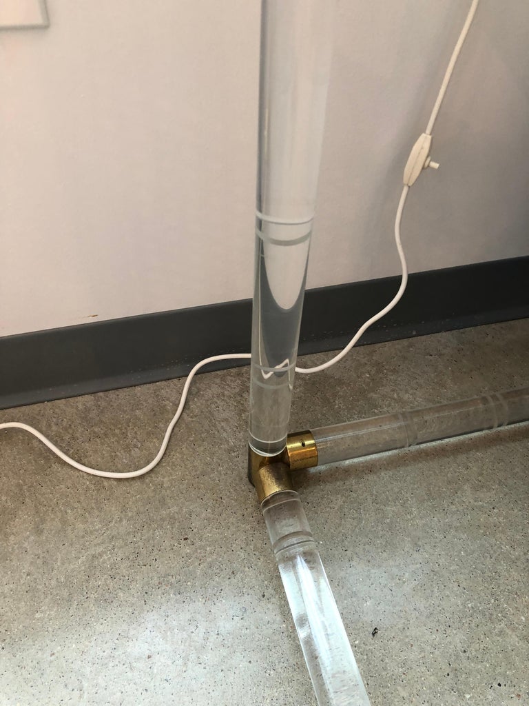 MidCentury Modern Charles Hollis Jones Brass, Lucite and Glass Console