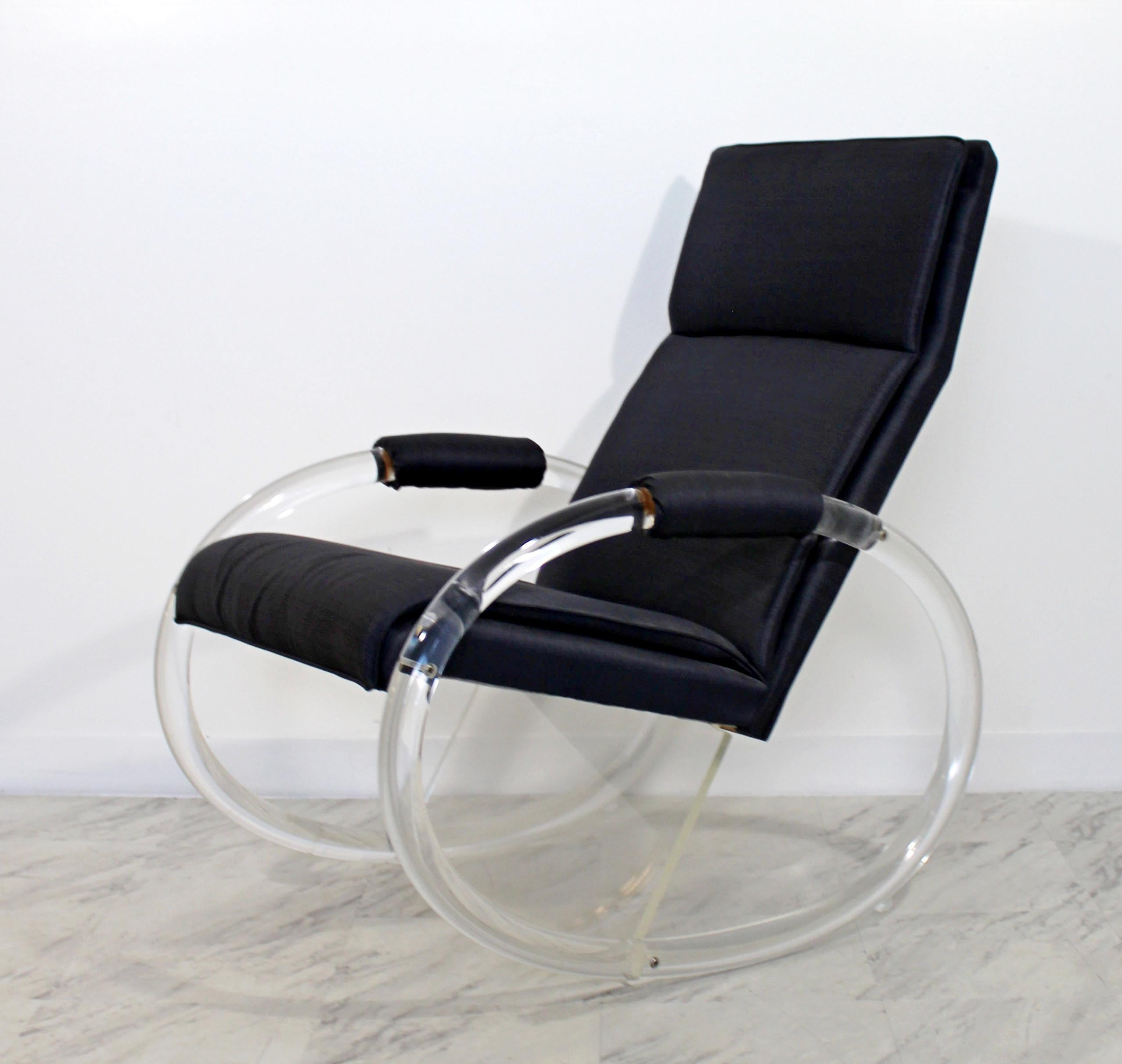 For your consideration is a fabulous, Lucite rocker rocking chair, by Charles Hollis Jones, for Hill Manufacturing, circa the 1970s. In very good condition. The dimensions are 24.5