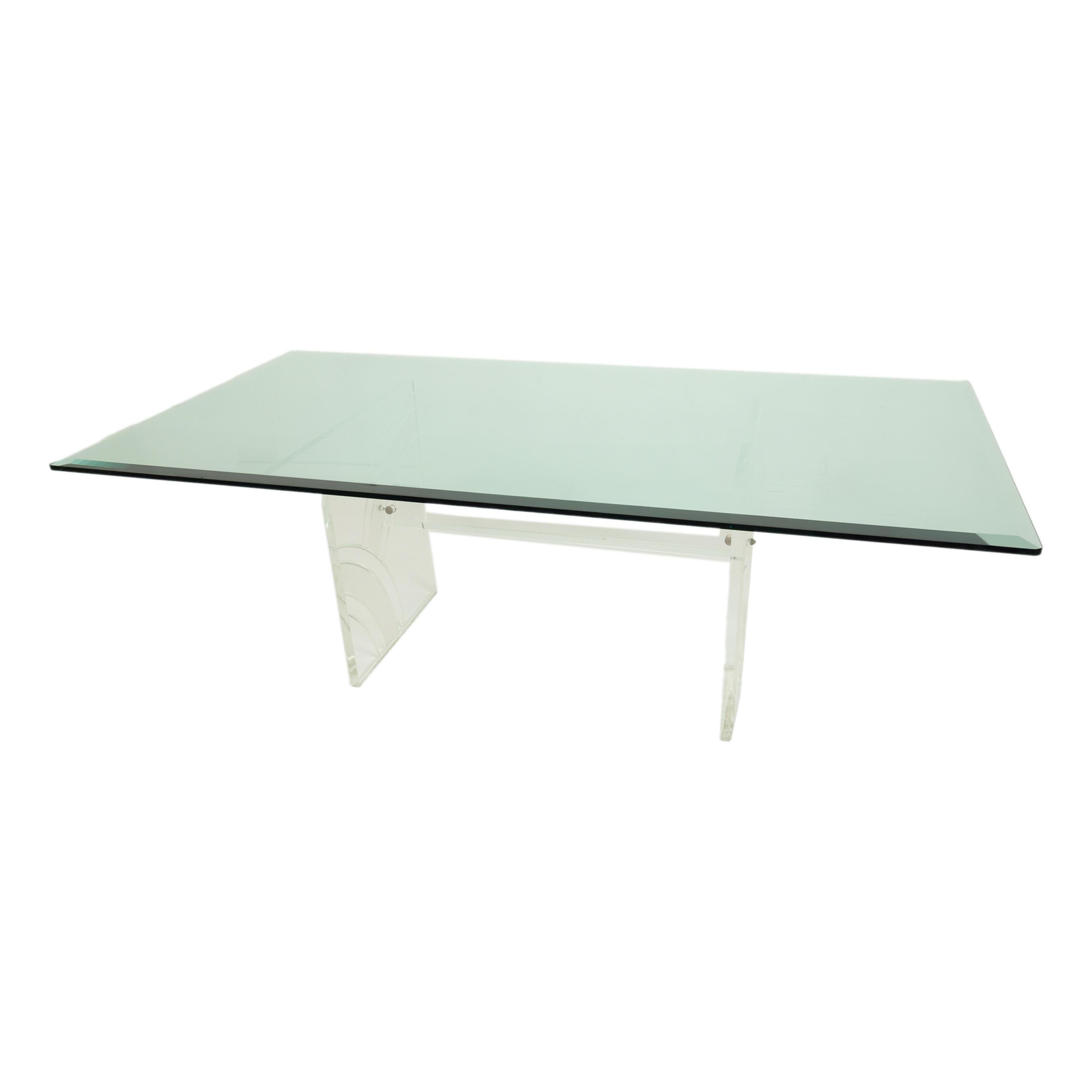 Table de salle à manger moderne du milieu du siècle dernier, Charles Hollis Jones, Lucite Tempered Glass, 1970 en vente 2