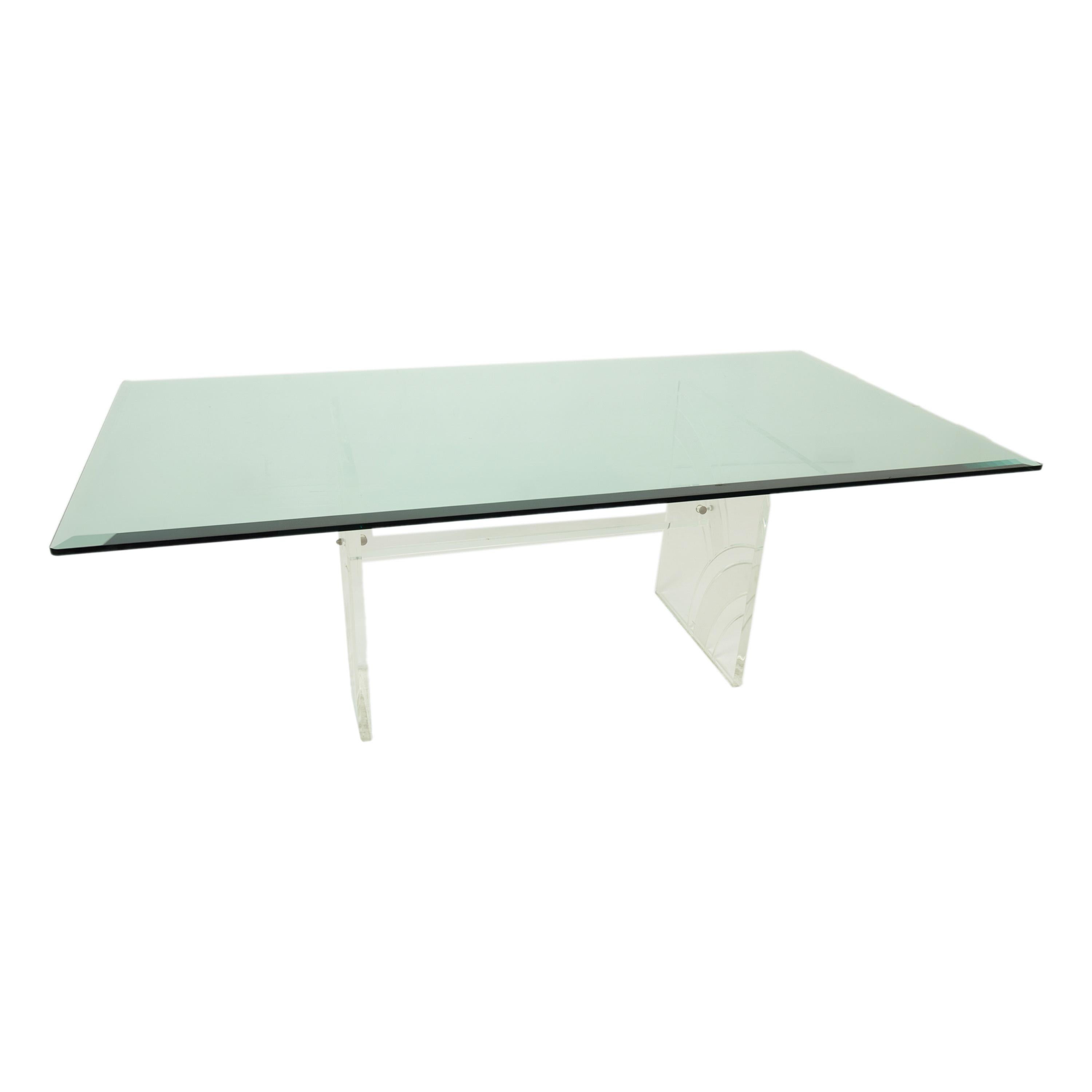 Table de salle à manger moderne du milieu du siècle dernier, Charles Hollis Jones, Lucite Tempered Glass, 1970 en vente 5