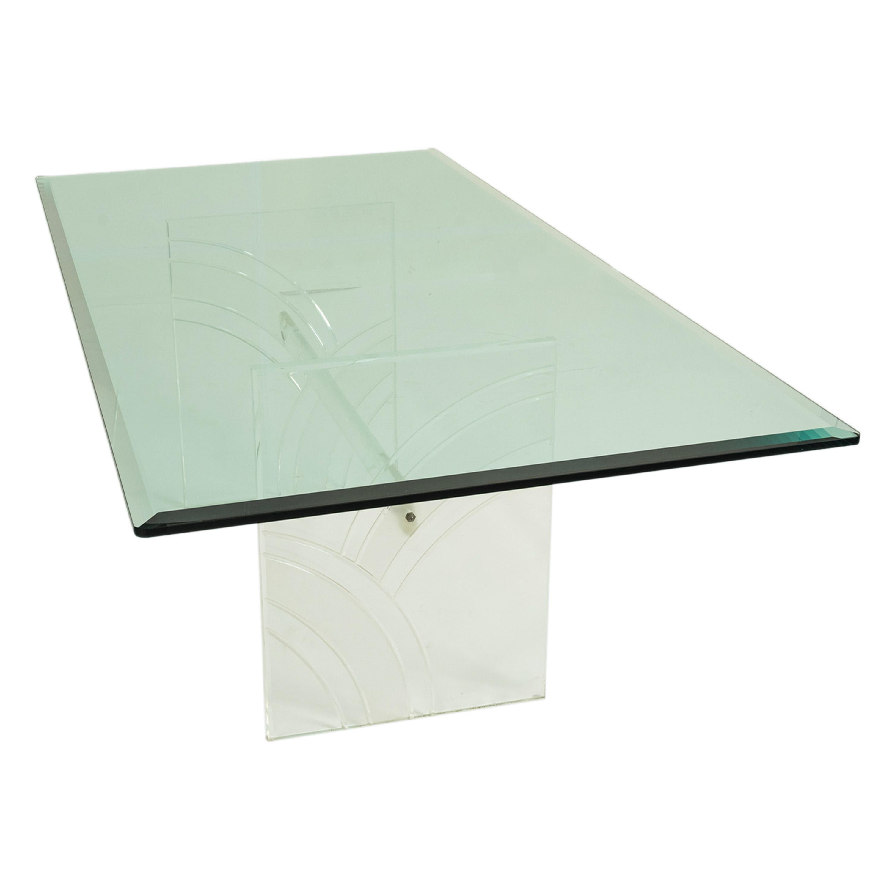 Table de salle à manger moderne du milieu du siècle dernier, Charles Hollis Jones, Lucite Tempered Glass, 1970 en vente 7