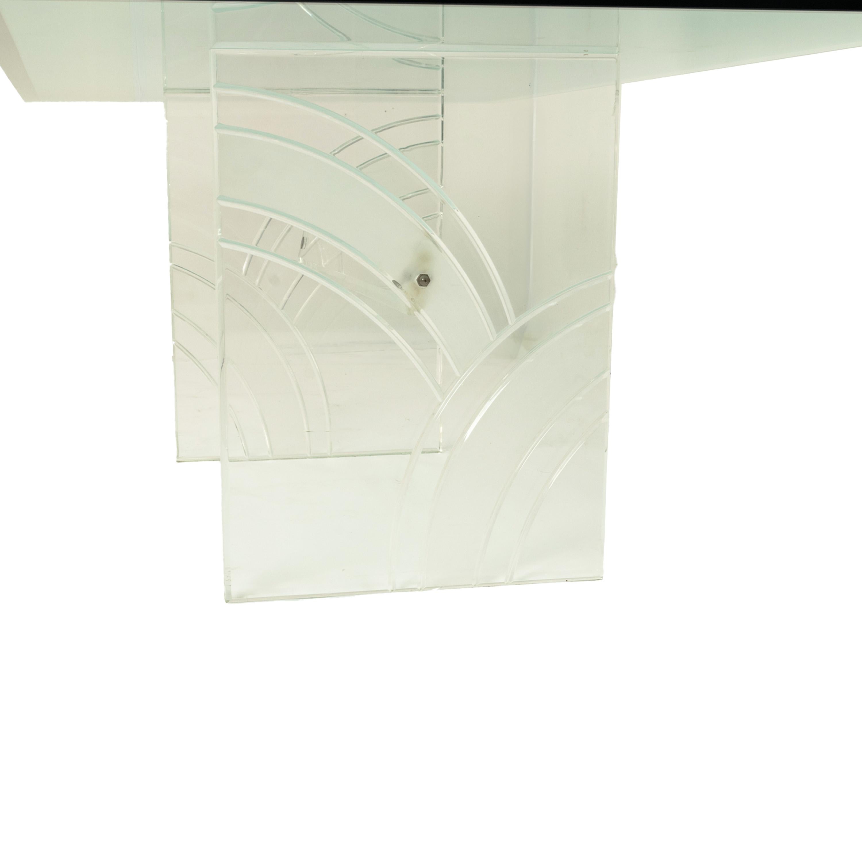 Table de salle à manger moderne du milieu du siècle dernier, Charles Hollis Jones, Lucite Tempered Glass, 1970 en vente 8