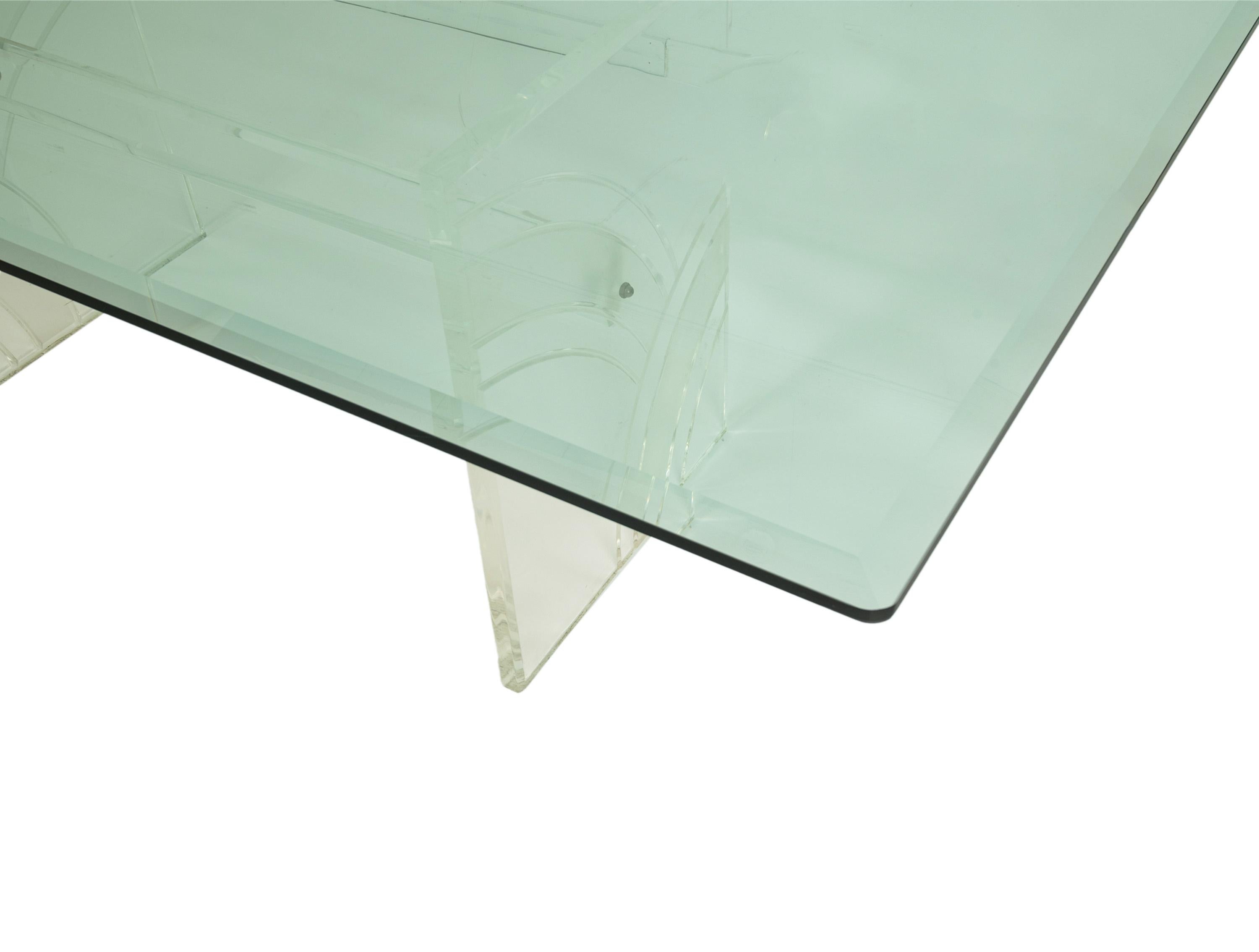 Table de salle à manger moderne du milieu du siècle dernier, Charles Hollis Jones, Lucite Tempered Glass, 1970 en vente 9