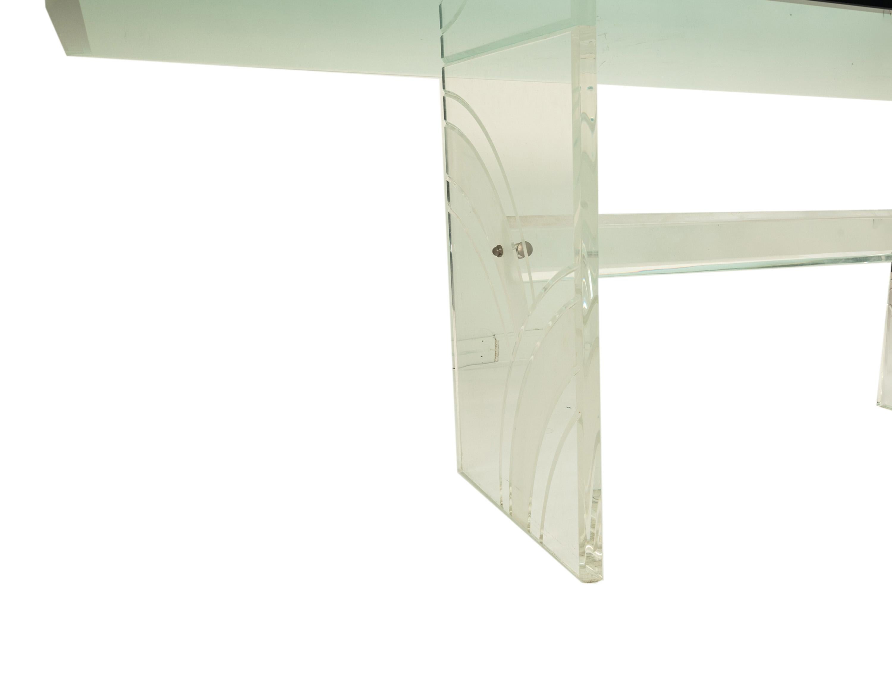 Table de salle à manger moderne du milieu du siècle dernier, Charles Hollis Jones, Lucite Tempered Glass, 1970 en vente 10