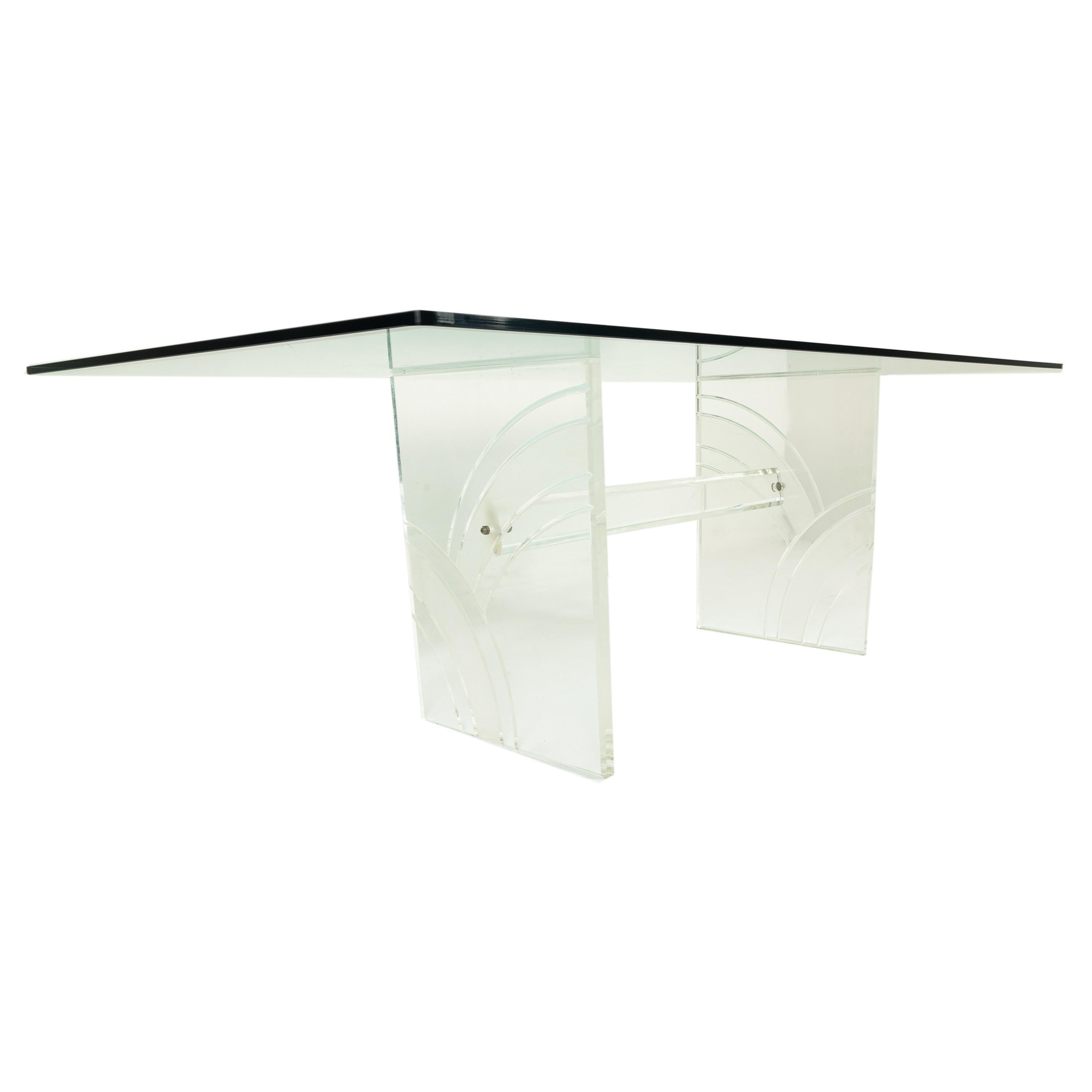 Table de salle à manger moderne du milieu du siècle dernier, Charles Hollis Jones, Lucite Tempered Glass, 1970 Bon état - En vente à Portland, OR