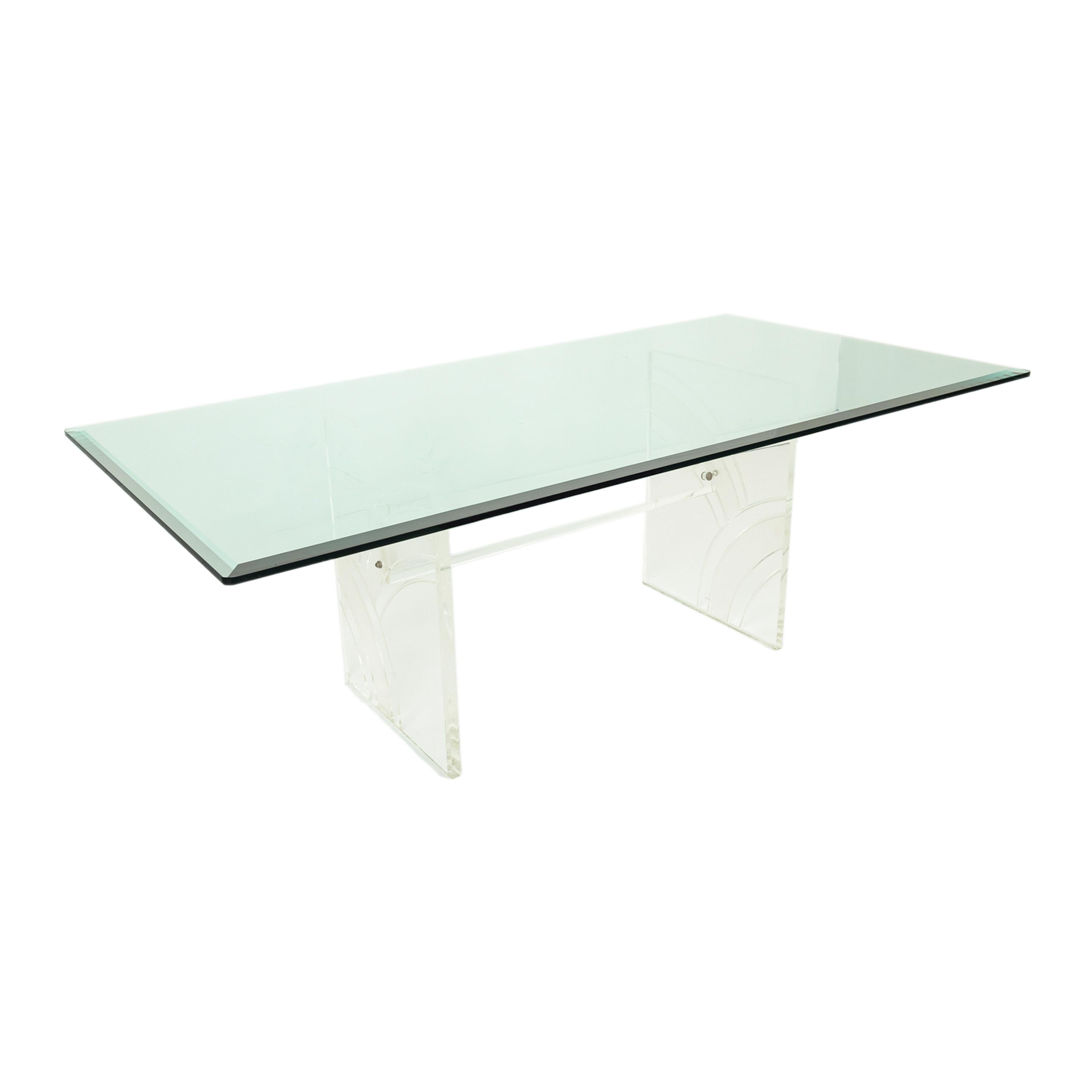 Fin du 20e siècle Table de salle à manger moderne du milieu du siècle dernier, Charles Hollis Jones, Lucite Tempered Glass, 1970 en vente