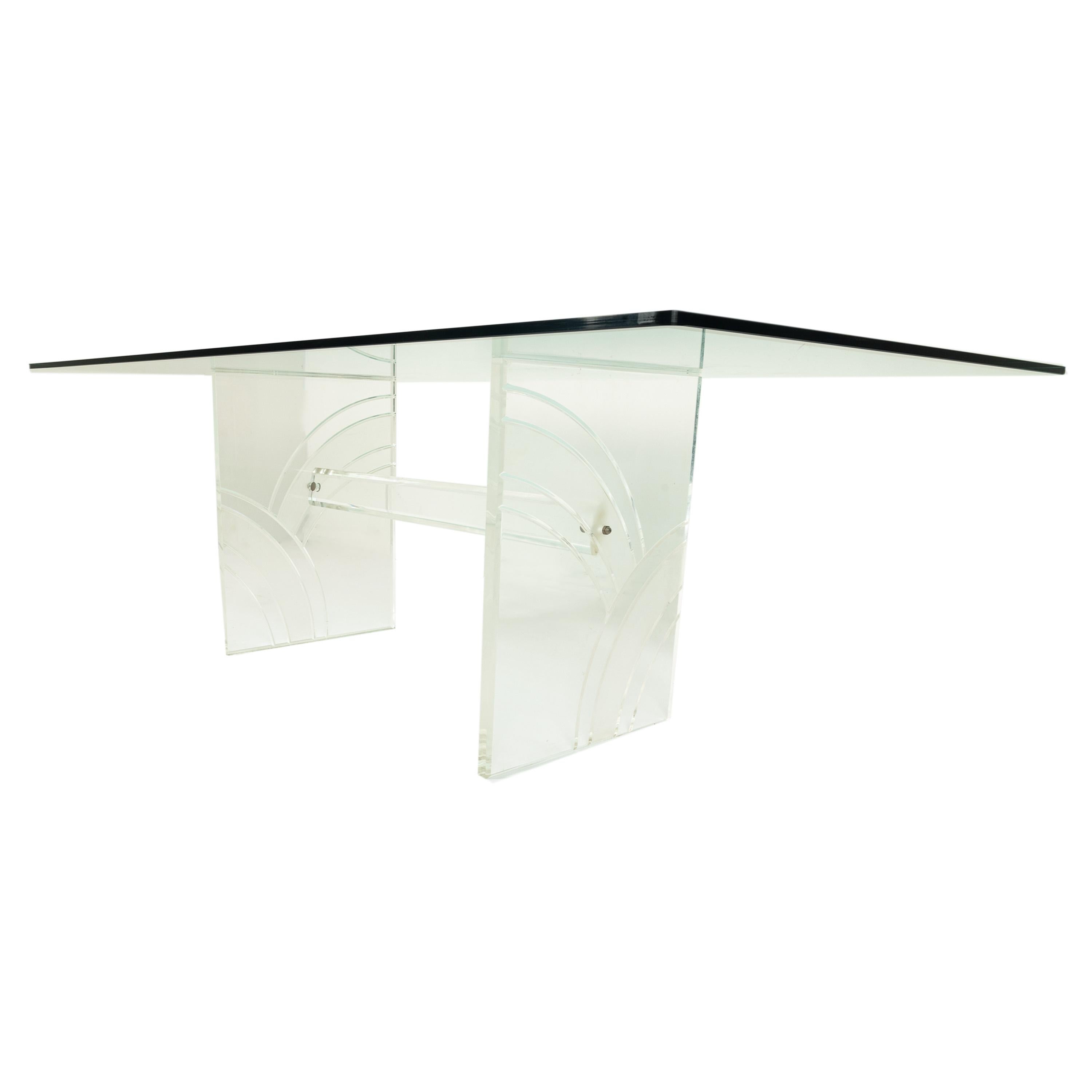 Table de salle à manger moderne du milieu du siècle dernier, Charles Hollis Jones, Lucite Tempered Glass, 1970 en vente 1