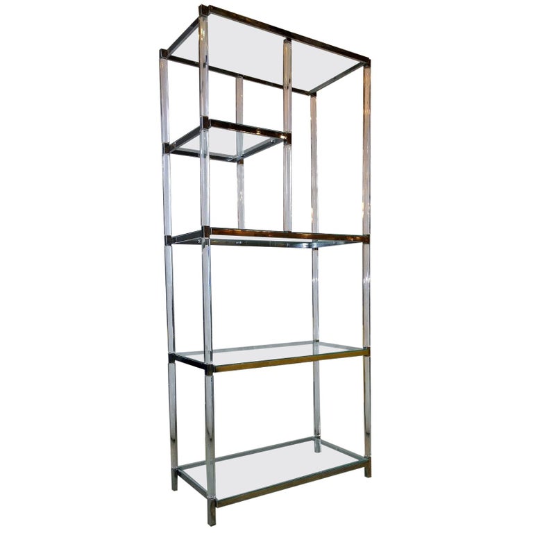 Mid-Century Modern Charles Hollis Jones "Metric" Fused Lucite and Nickel Étagère For Sale