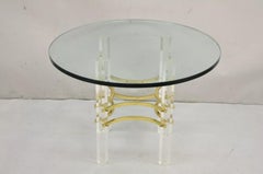 Mid Century Modern Charles Hollis Jones Style Lucite Brass Round Side Table