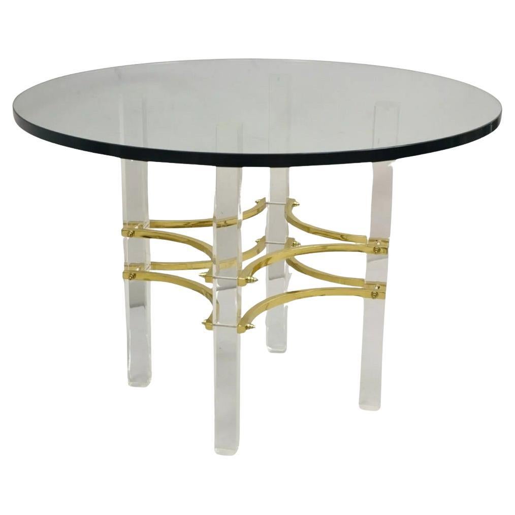 Table d'appoint ronde en laiton Lucite de style Charles Hollis Jones, mi-siècle moderne