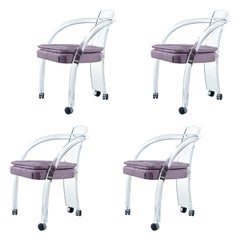 Mid-Century Modern Charles Hollis Style Tubular Lucite Chair Set by Hill Mfg.