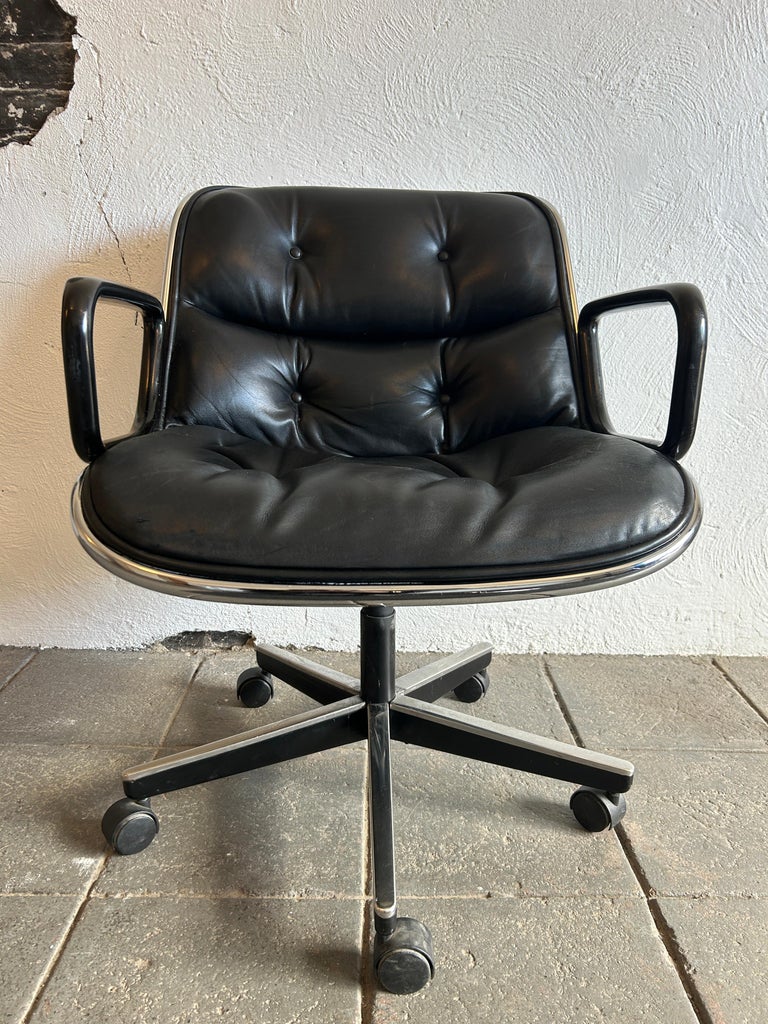 MidCentury Modern Charles Pollock Executive Chair for Knoll in Black