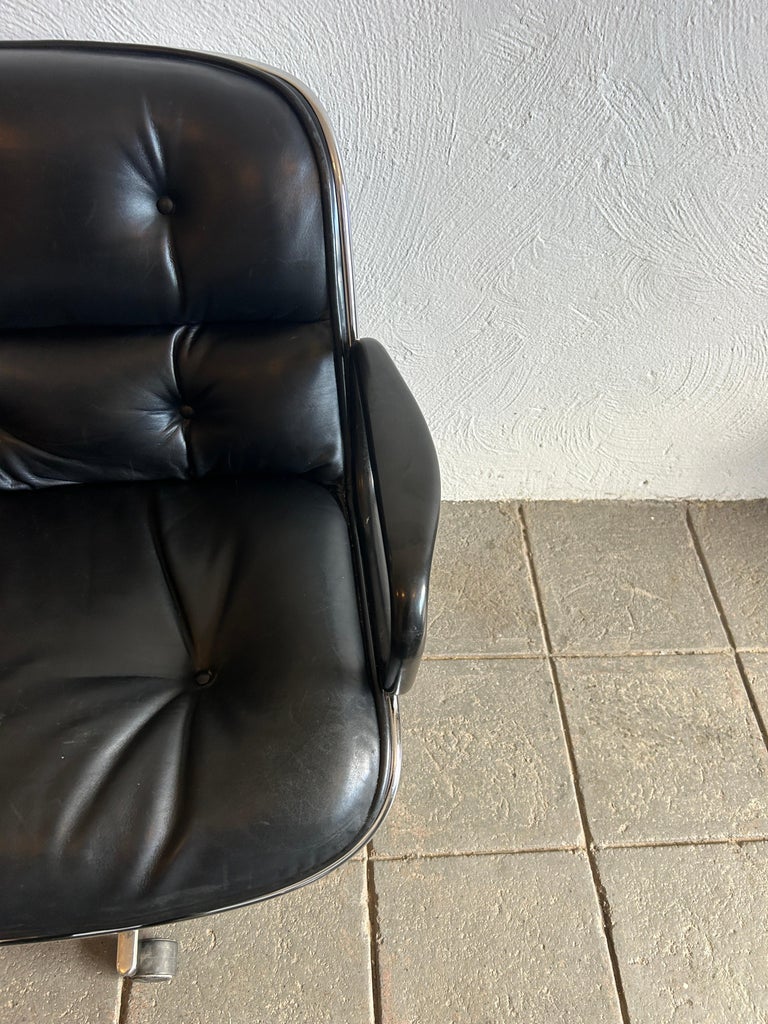 MidCentury Modern Charles Pollock Executive Chair for Knoll in Black