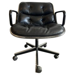Vintage Mid-Century Modern Charles Pollock Executive Chair for Knoll in Black Leather