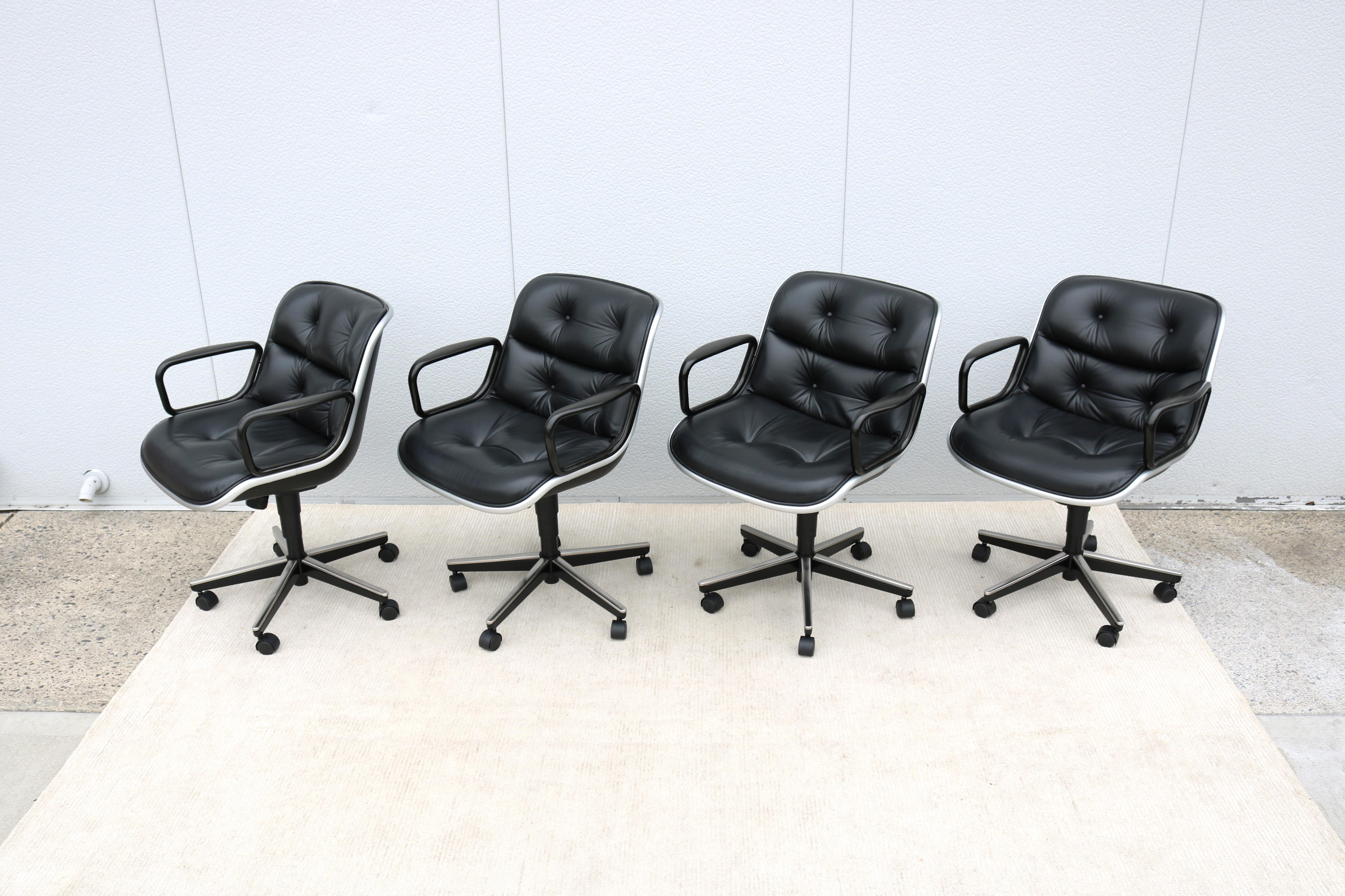 Mid-Century Modern Charles Pollock Knoll Pollock Executive Chair Black Leather For Sale 6