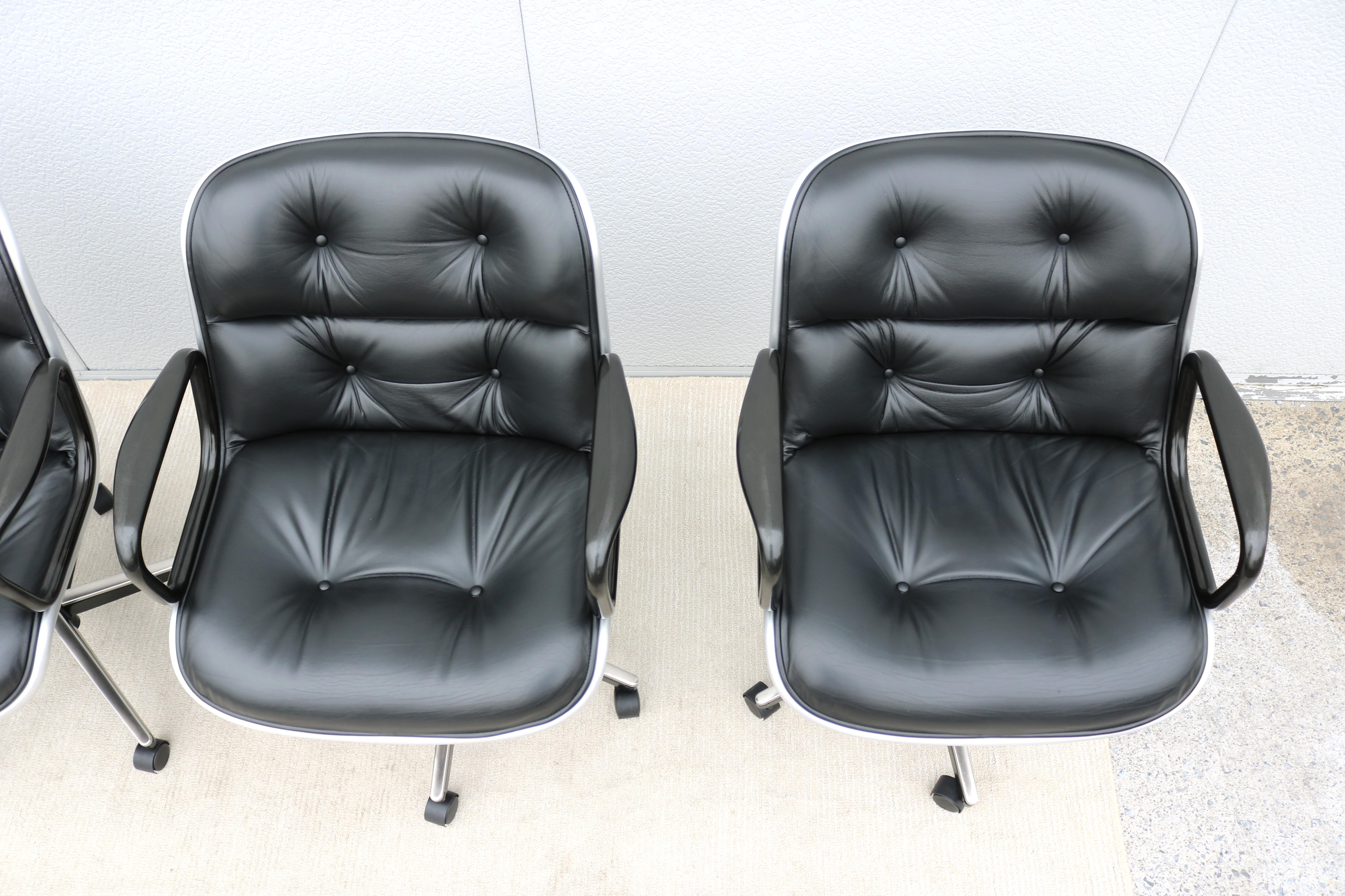 Mid-Century Modern Charles Pollock Knoll Pollock Executive Chair Black Leather For Sale 7