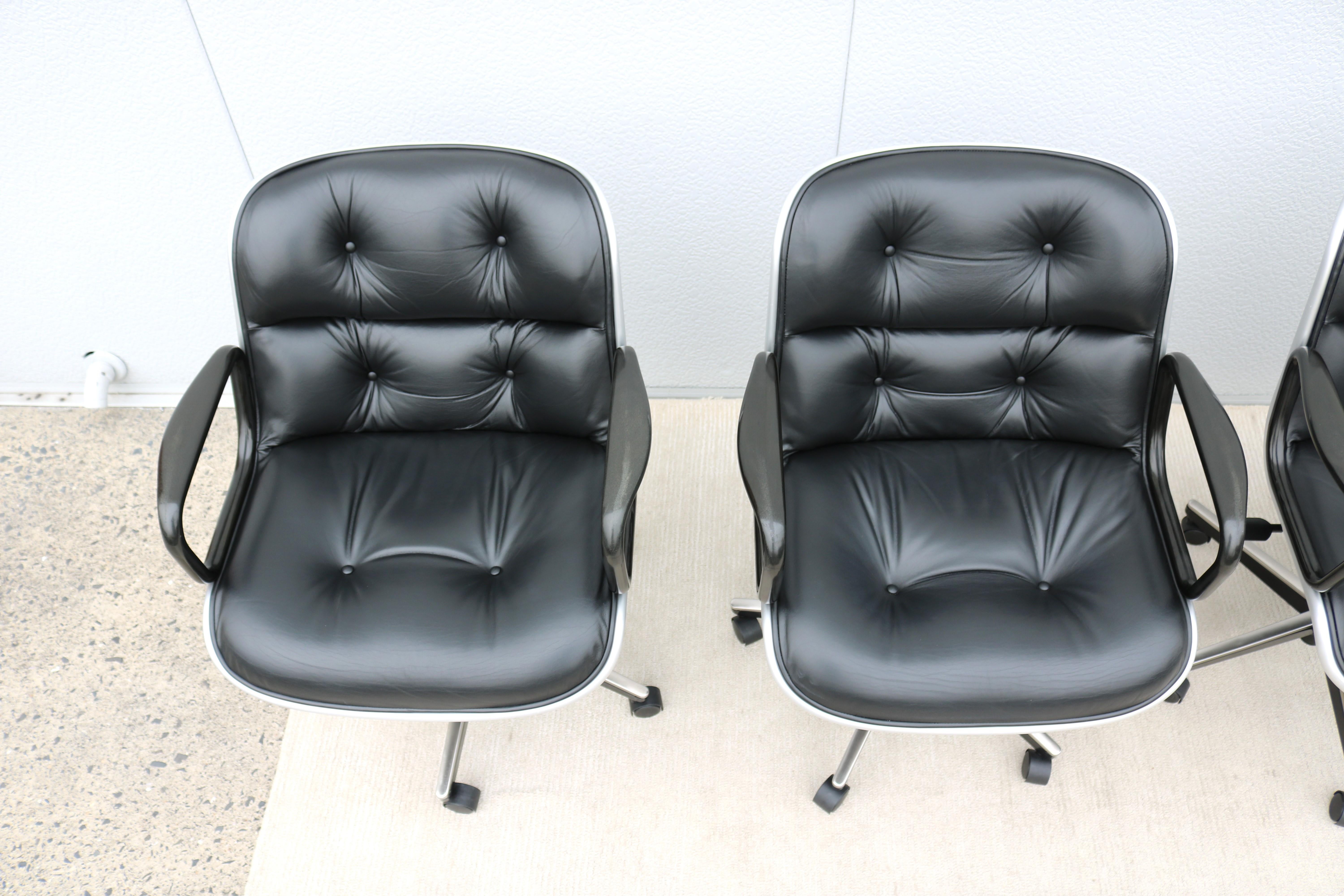 Mid-Century Modern Charles Pollock Knoll Pollock Executive Chair Black Leather For Sale 8