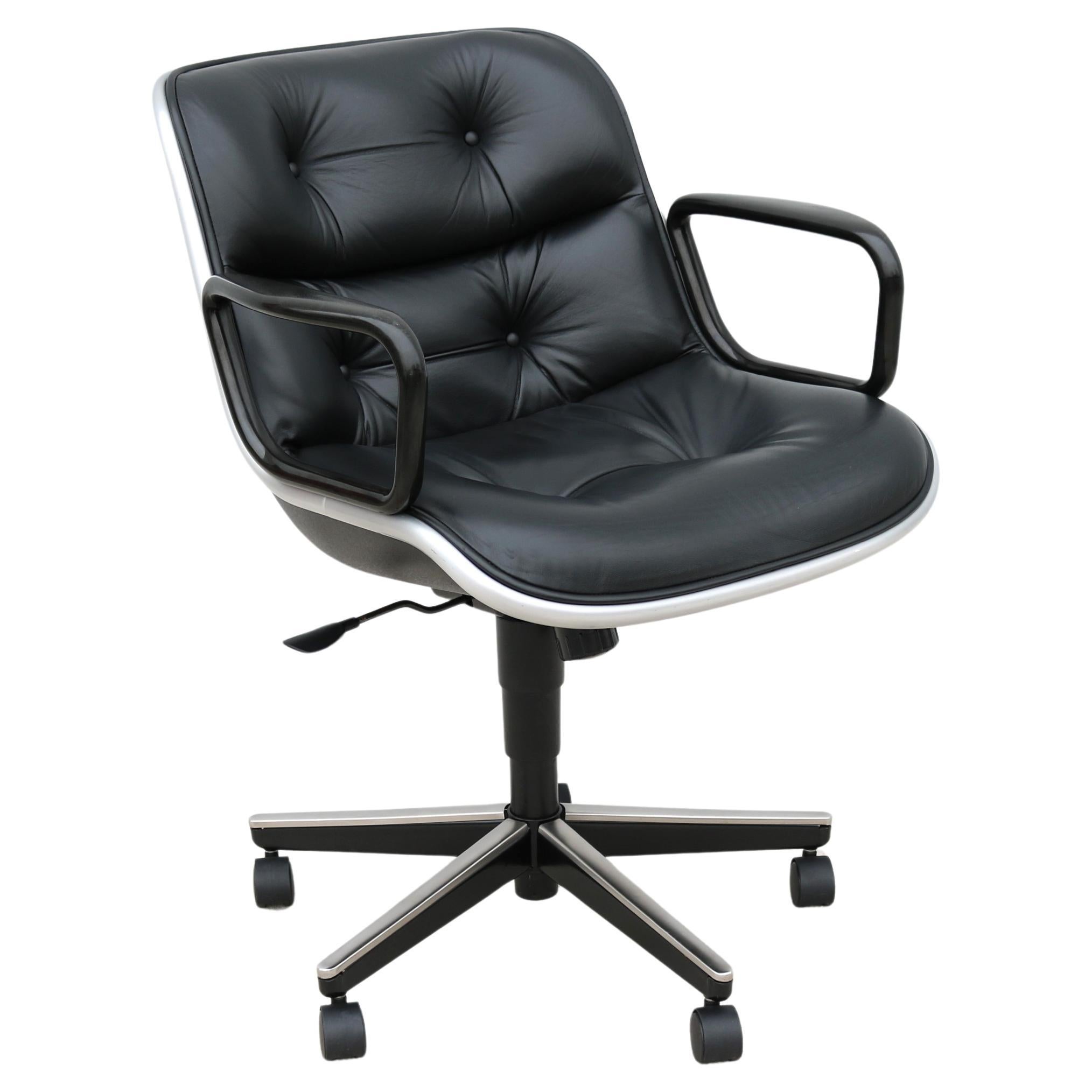 Mid-Century Modern Charles Pollock Knoll Pollock Executive Chair Black Leather