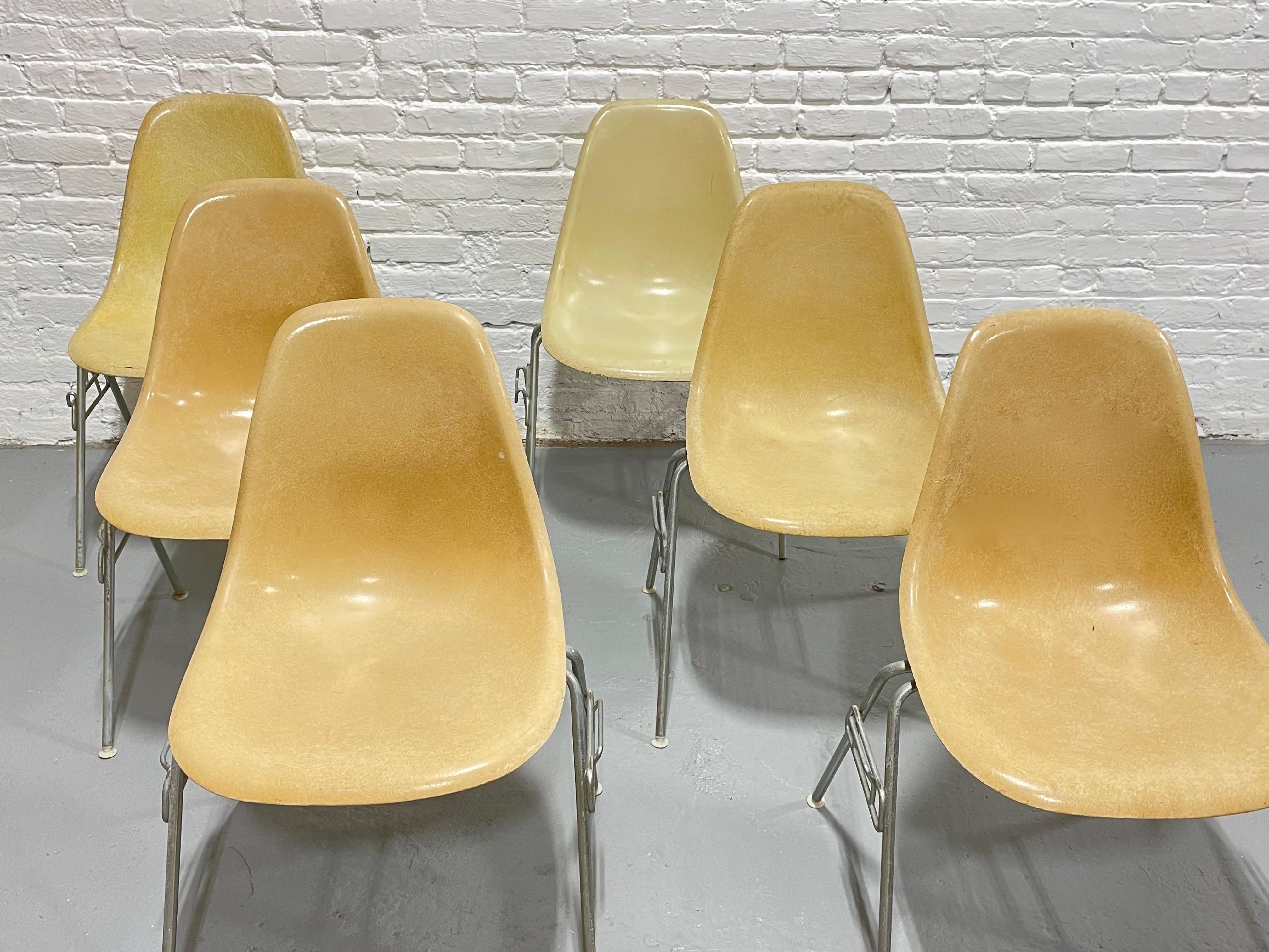 Mid-20th Century Mid Century Modern Charles & Ray Eames Herman Miller DSS Shell Chairs, Set of 6 For Sale