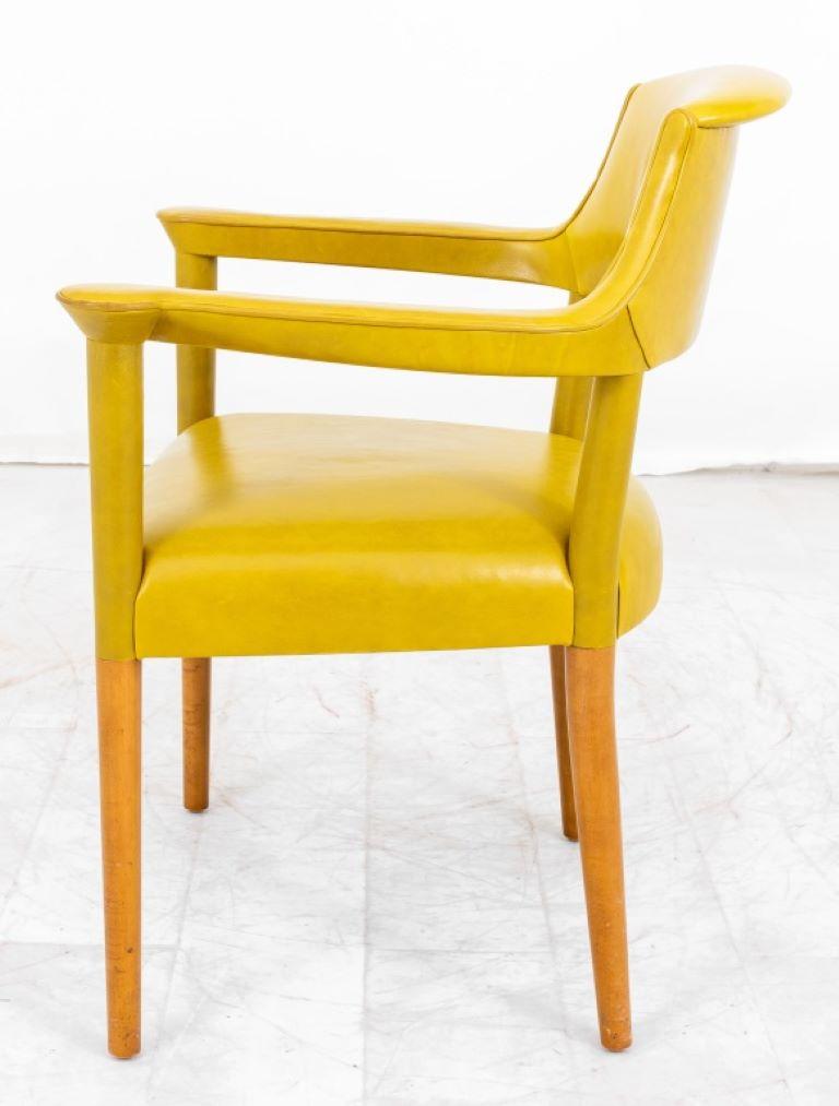Mid Century Modern Chartreuse Leather Armchair In Good Condition In New York, NY