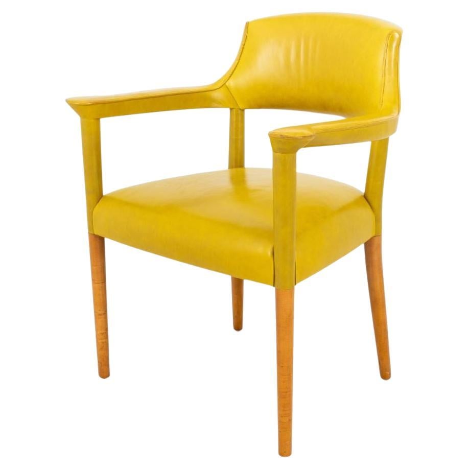 Mid Century Modern Chartreuse Leather Armchair