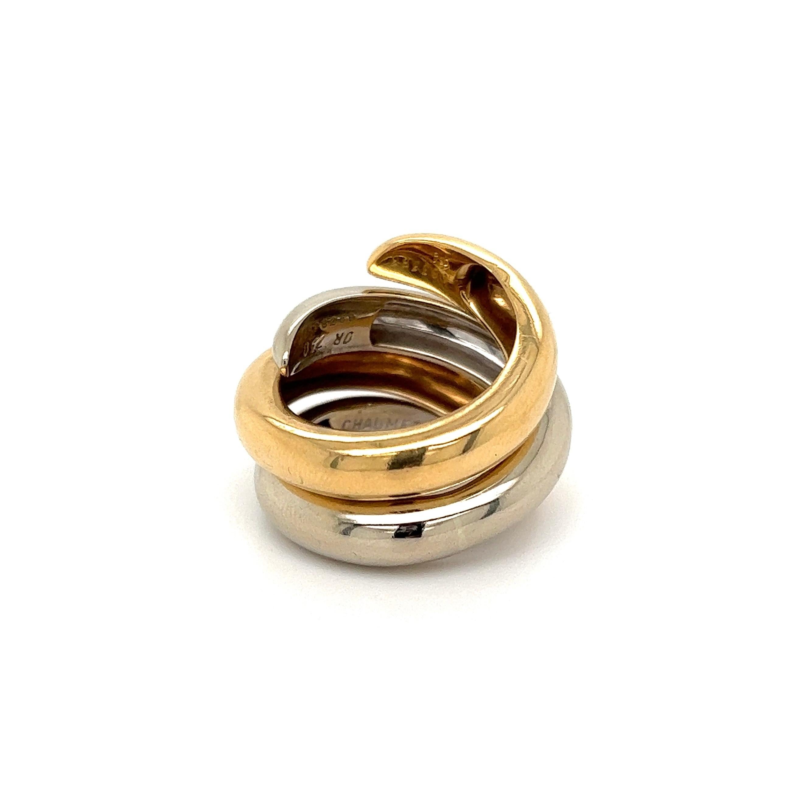 Mid-Century Modern Chaumet France Spiral Gold Band Rings Estate Fine Jewelry In Excellent Condition In Montreal, QC
