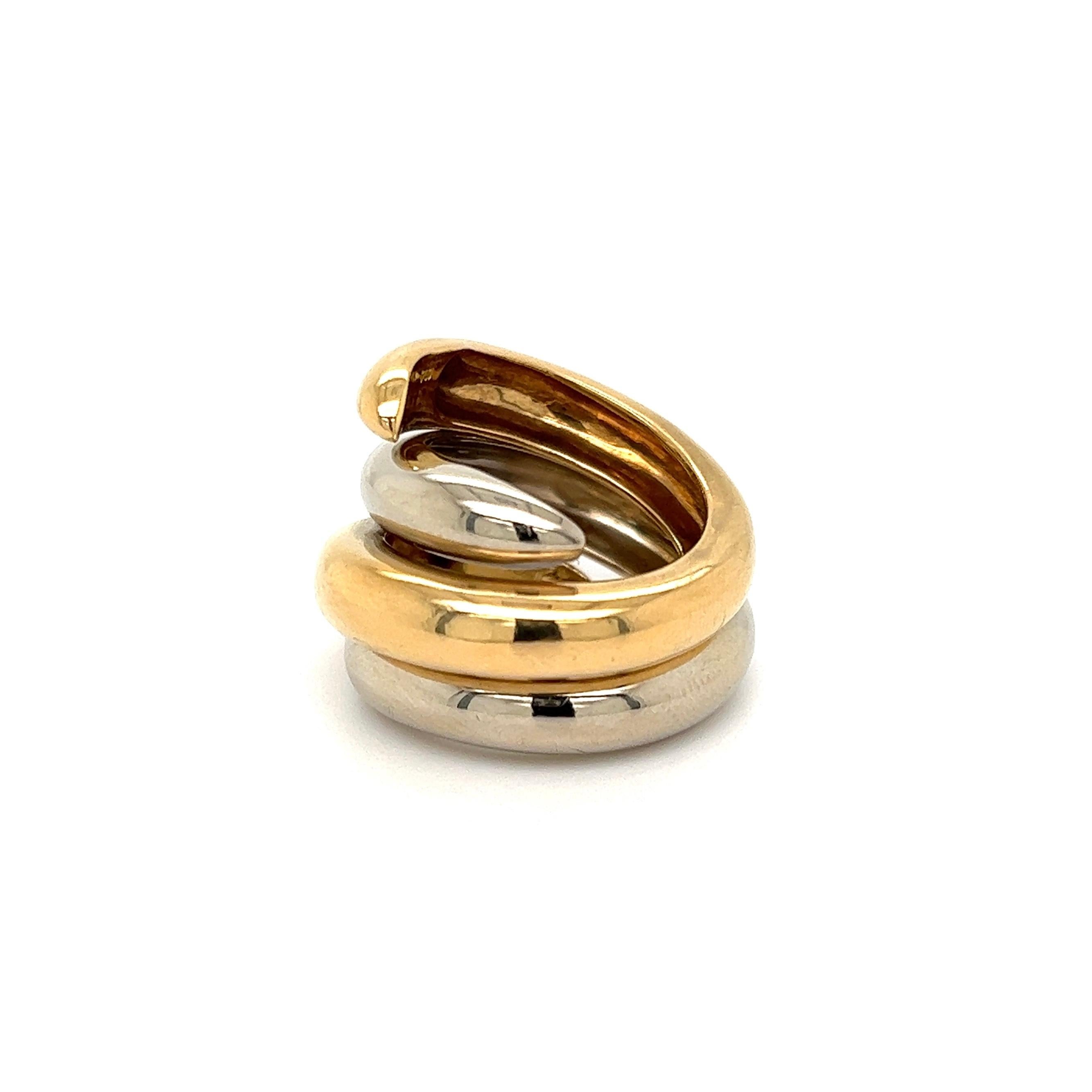 Women's Mid-Century Modern Chaumet France Spiral Gold Band Rings Estate Fine Jewelry