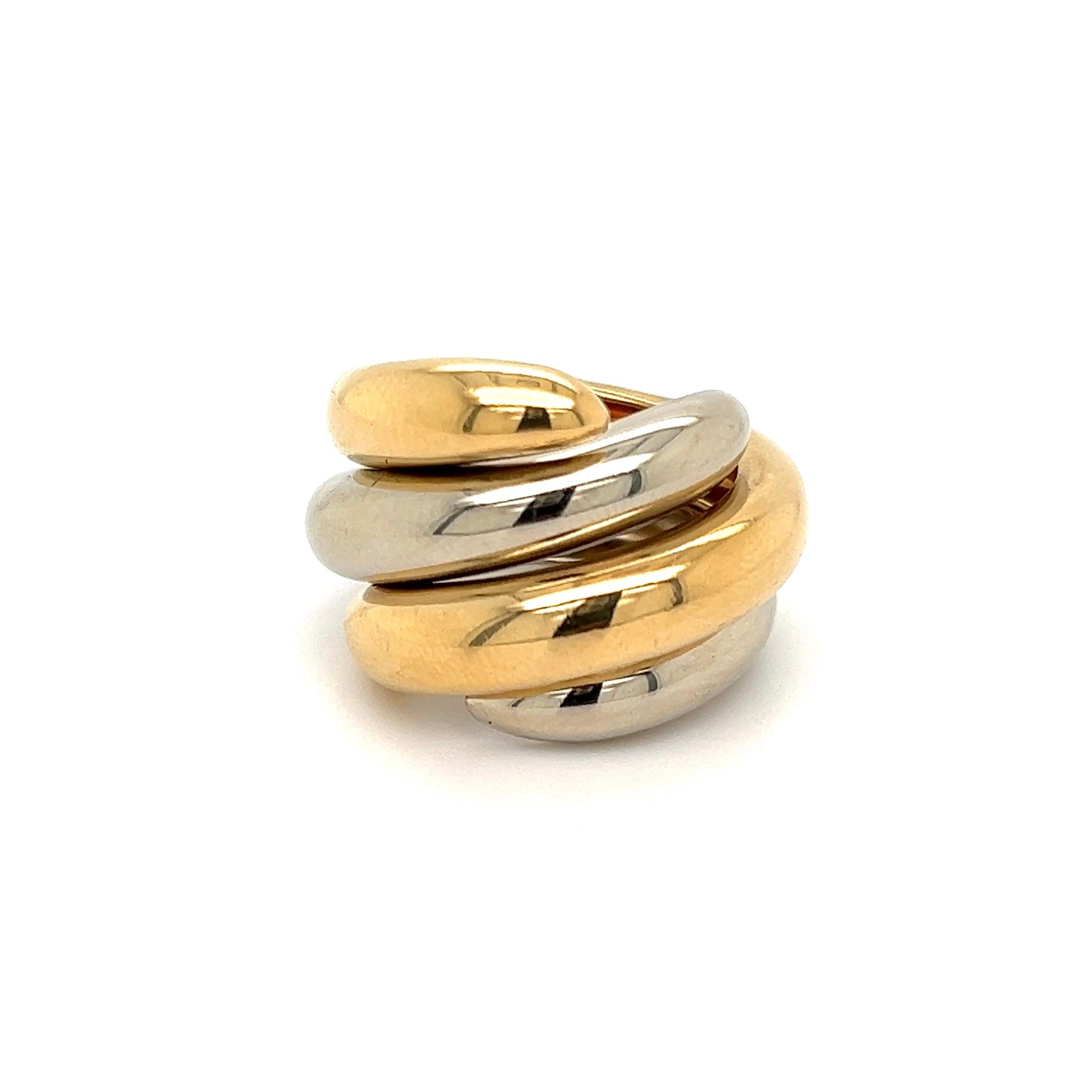 Mid-Century Modern Chaumet France Spiral Gold Band Rings Estate Fine Jewelry 1