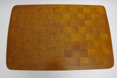 Mid-Century Modern Checkerboard Oak Metal Side Table Vienna, 1950