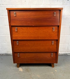 Mid-Century Modern Cherry Highboy Dresser by Bassett