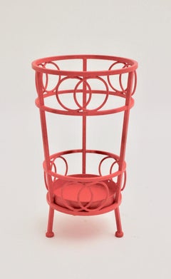 Mid-Century Modern Cherry Red Umbrella Stand Metal Austria, circa 1970