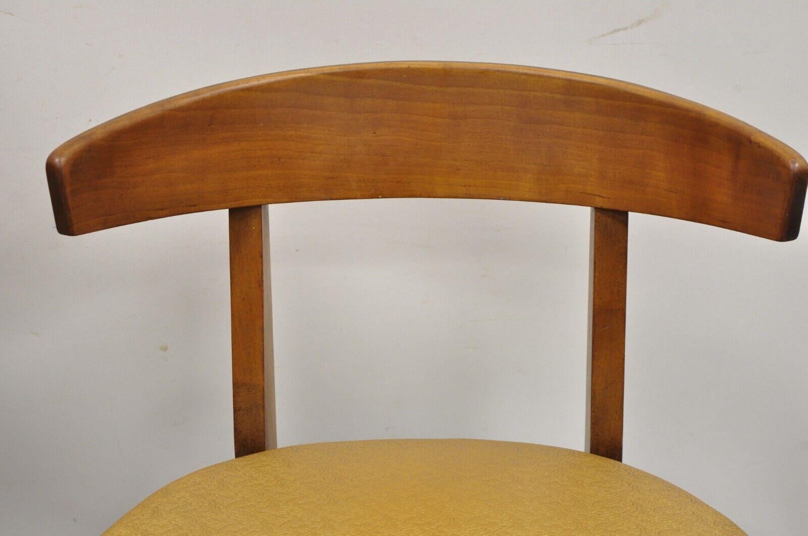 Mid-Century Modern Cherry Wood Curved Back Hoof Leg Side Chair, a Pair For Sale 1