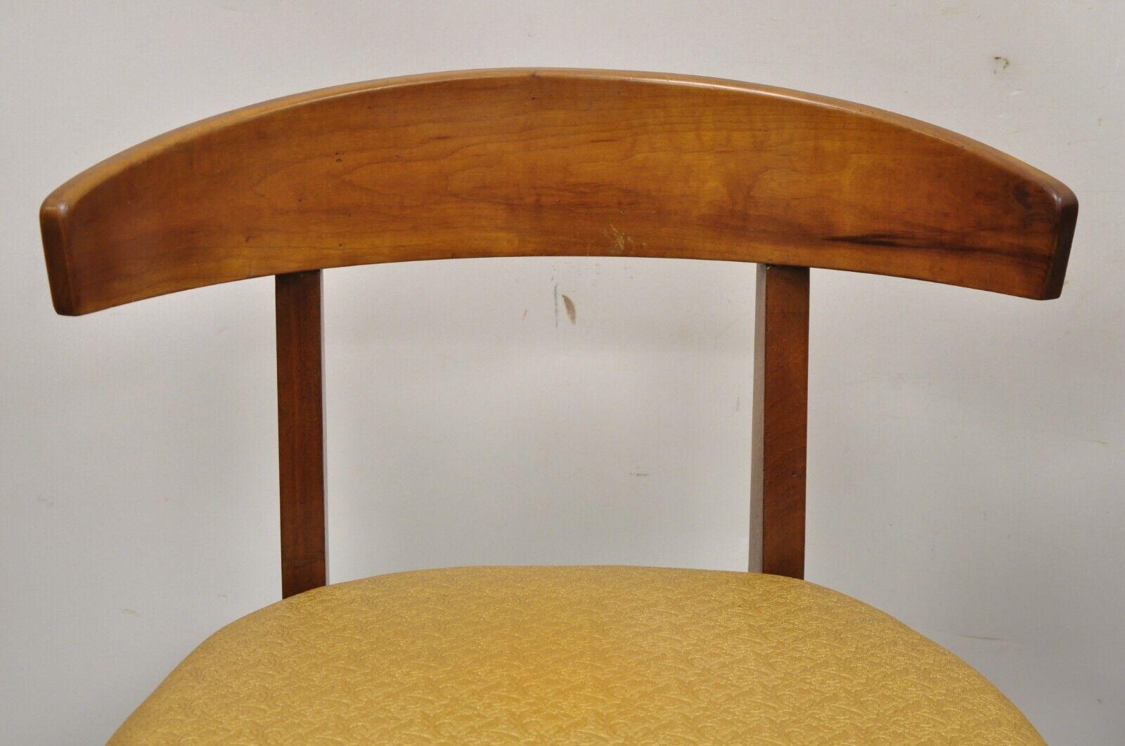 Mid-Century Modern Cherry Wood Curved Back Hoof Leg Side Chair, a Pair For Sale 2