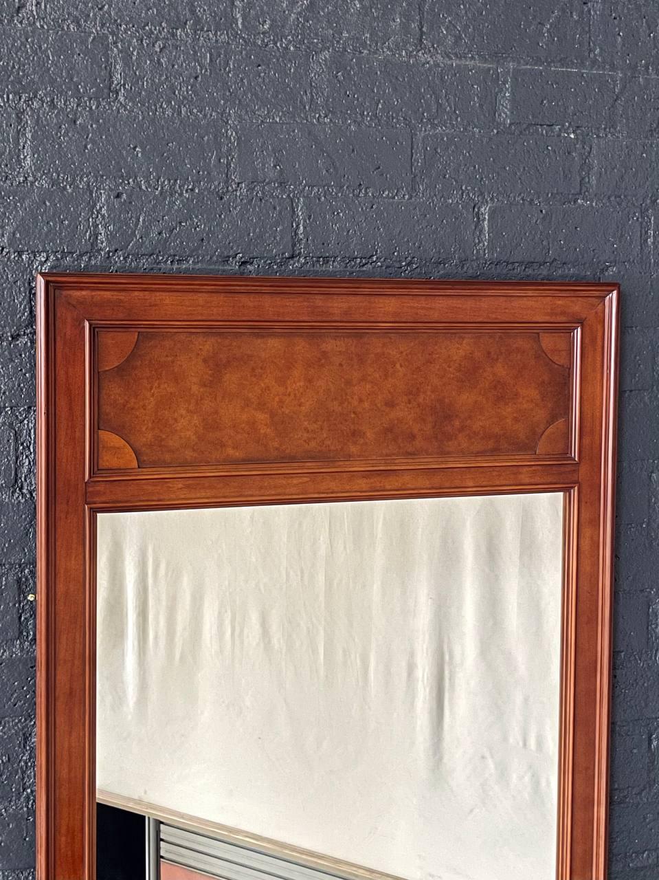 American Mid-Century Modern Cherry Wood Wall Hanging Mirror For Sale