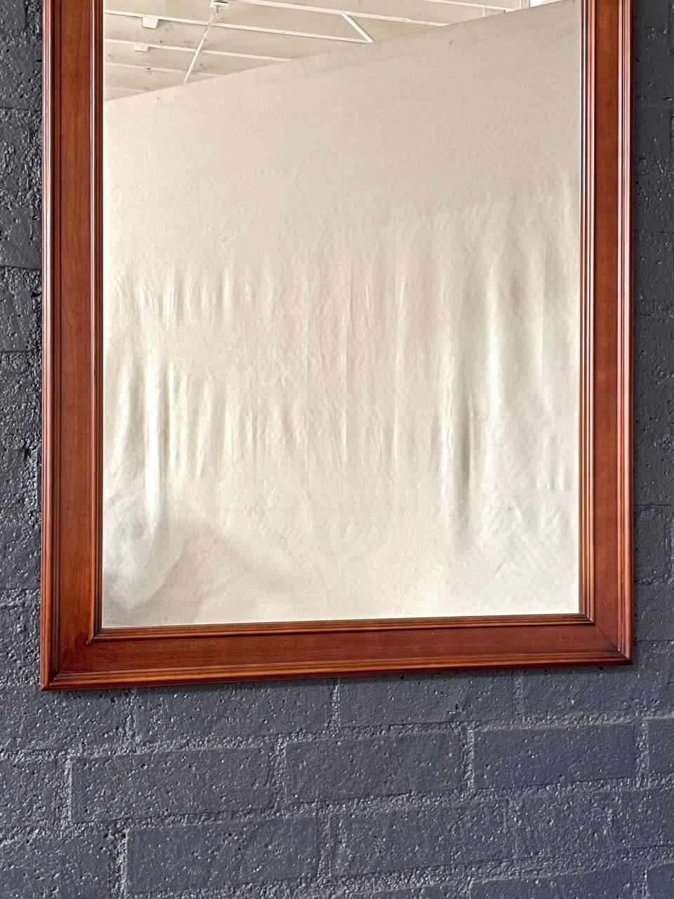 Mid-Century Modern Cherry Wood Wall Hanging Mirror In Good Condition For Sale In Los Angeles, CA