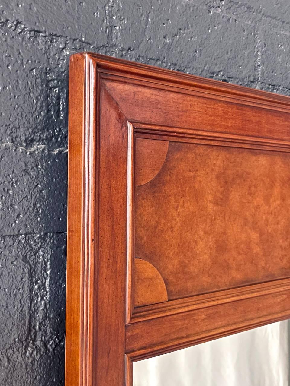 Mid-Century Modern Cherry Wood Wall Hanging Mirror For Sale 1