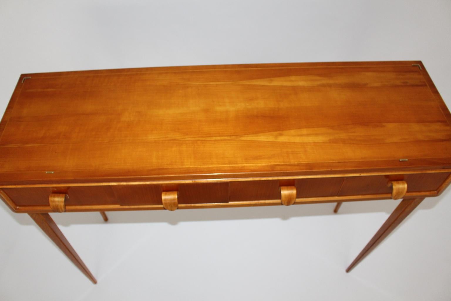 Maple Mid-Century Modern Vintage Cherry Wood Commode Sideboard 1950s Italy For Sale