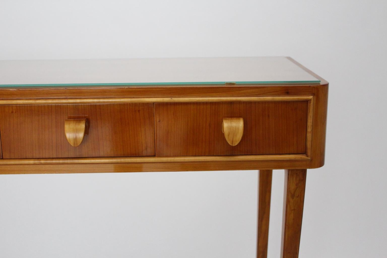 Mid-Century Modern Vintage Cherry Wood Commode Sideboard 1950s Italy For Sale 1