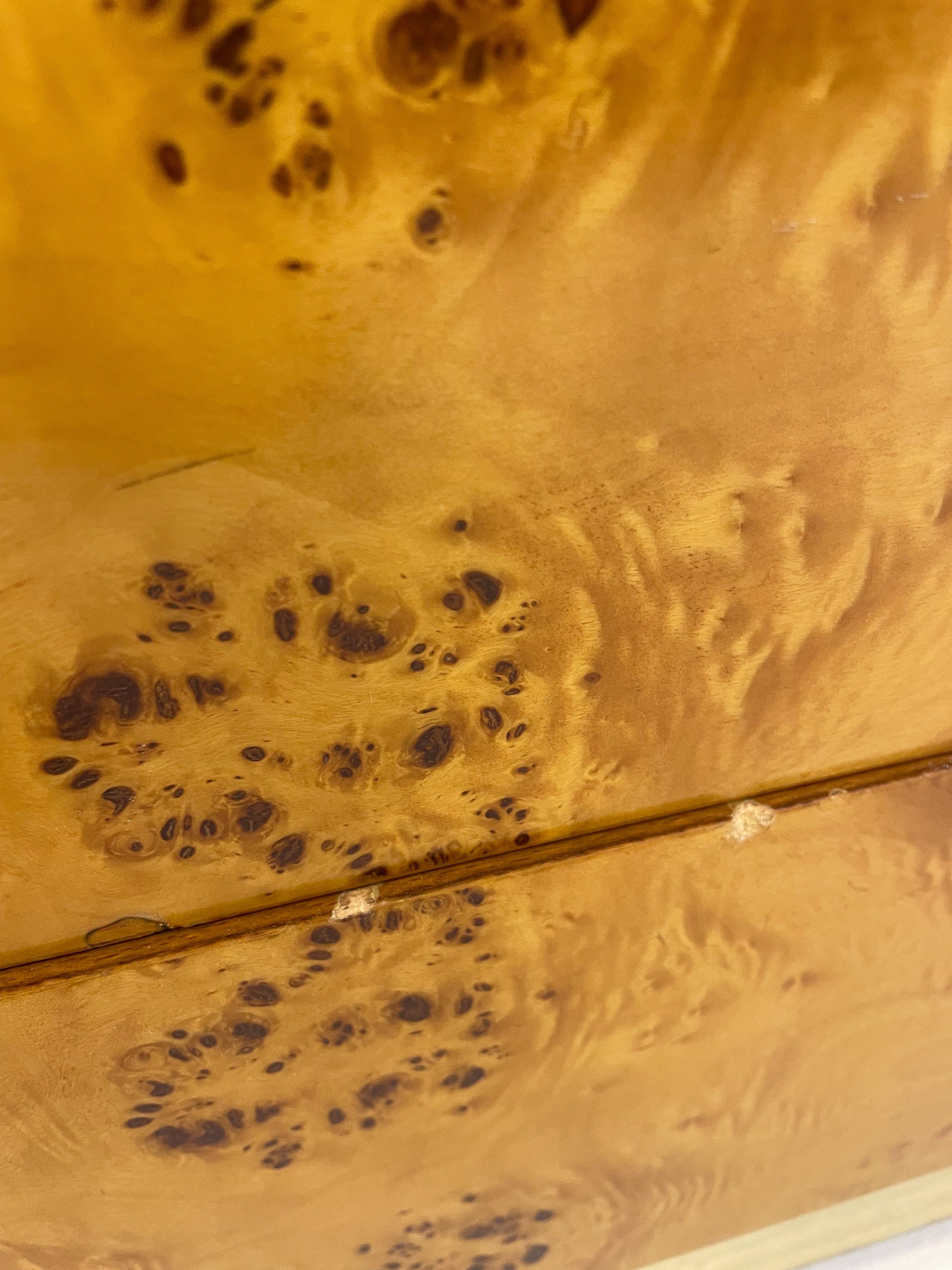 Mid-Century Modern Chest, Ash Burl and Brass, Italy, 1970s For Sale 3