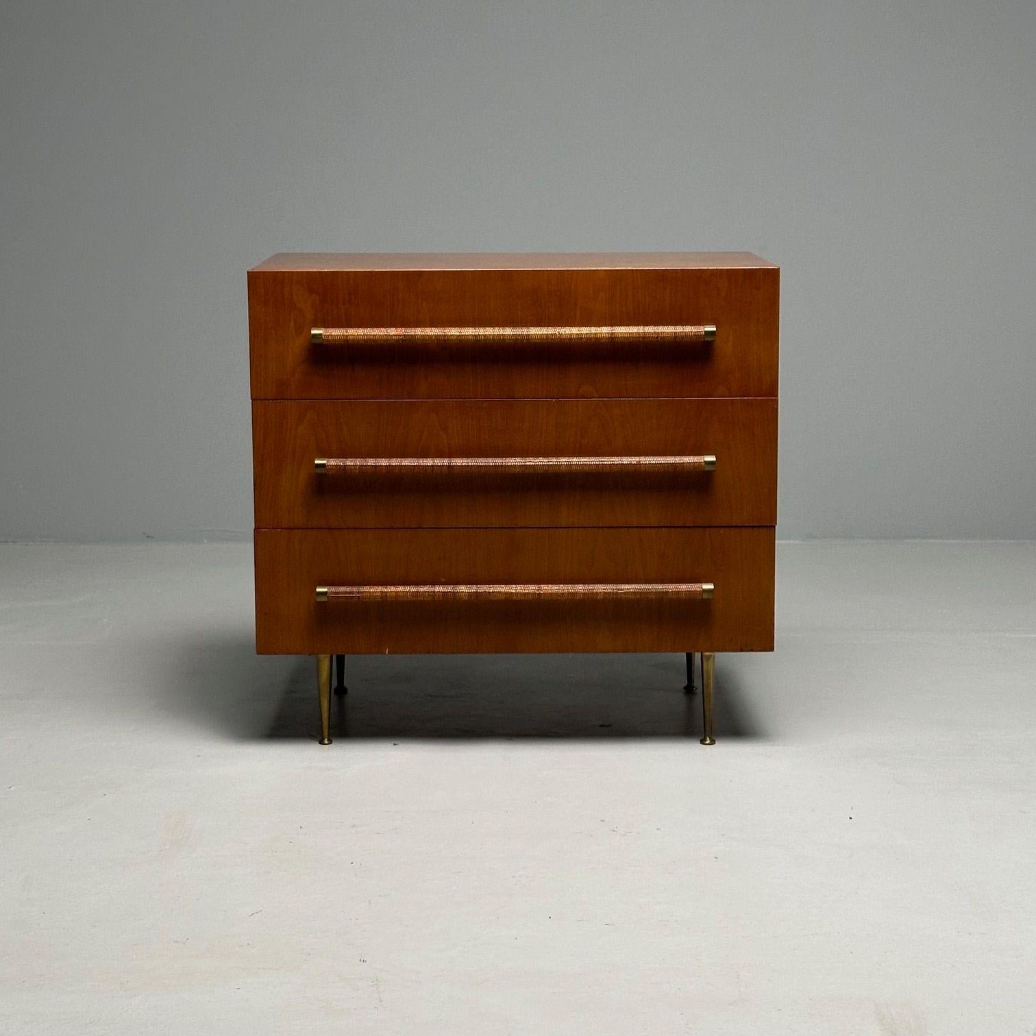 TH Robsjohn-Gibbings, Widdicomb Mid-Century Modern, Walnut, Cane, Chest, Cabinet In Good Condition For Sale In Stamford, CT