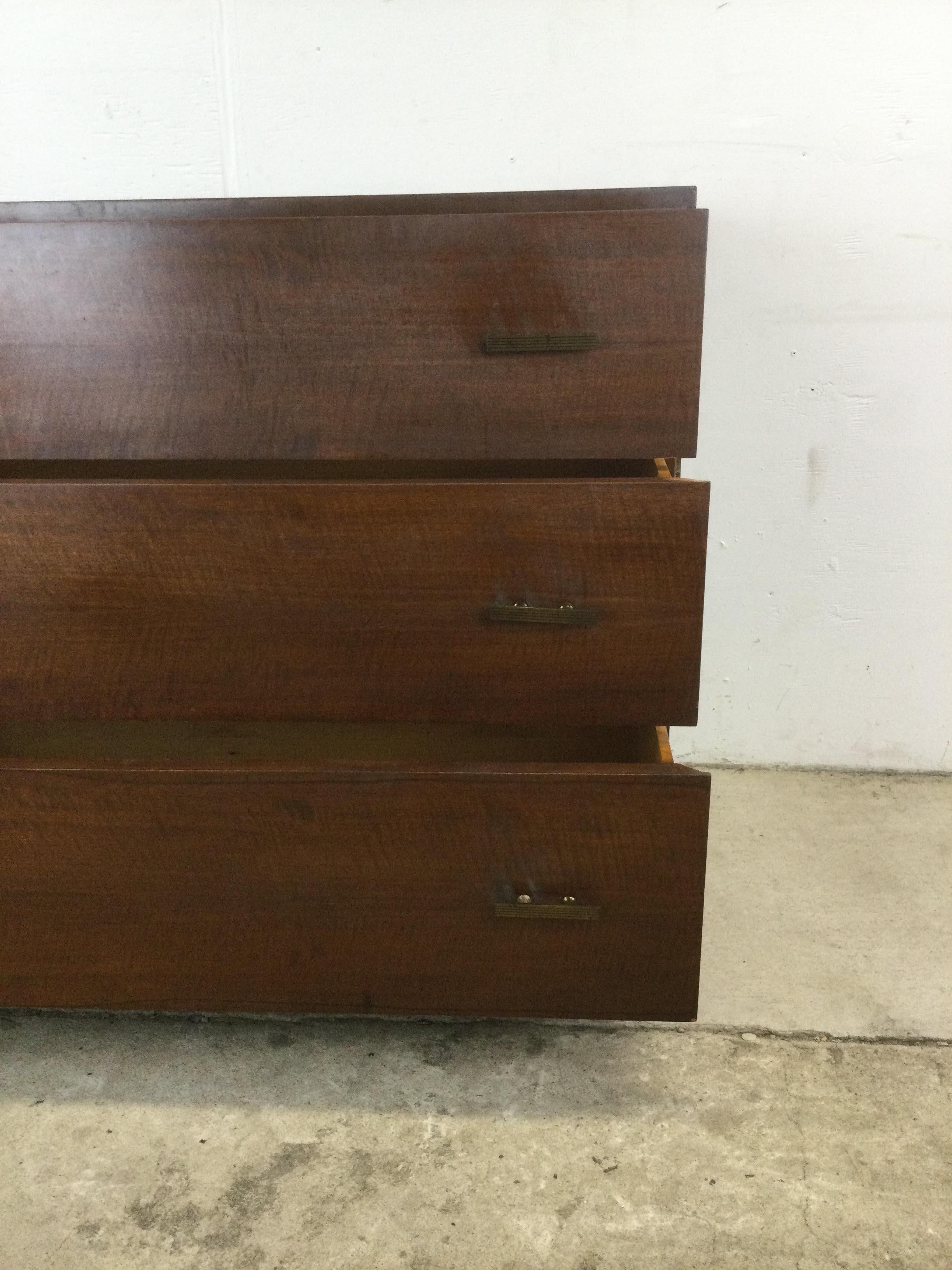 Mid Century Modern Chest of 3 Drawers with Brass Hardware For Sale 3