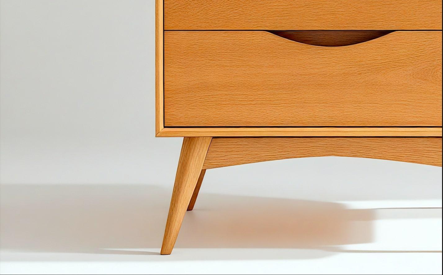 Bring timeless elegance to your space with this Mid-Century Modern Chest of Drawers, crafted from premium solid wood. Designed with clean lines and subtle curves, this dresser seamlessly blends vintage charm with contemporary functionality.

The