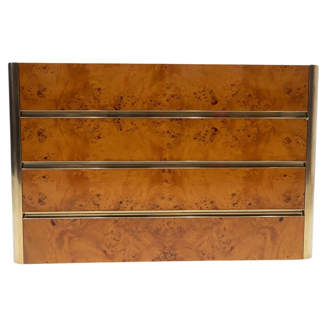 Mid-Century Modern Chest of Drawers, Ash Burl and Brass, Italy, 1970s