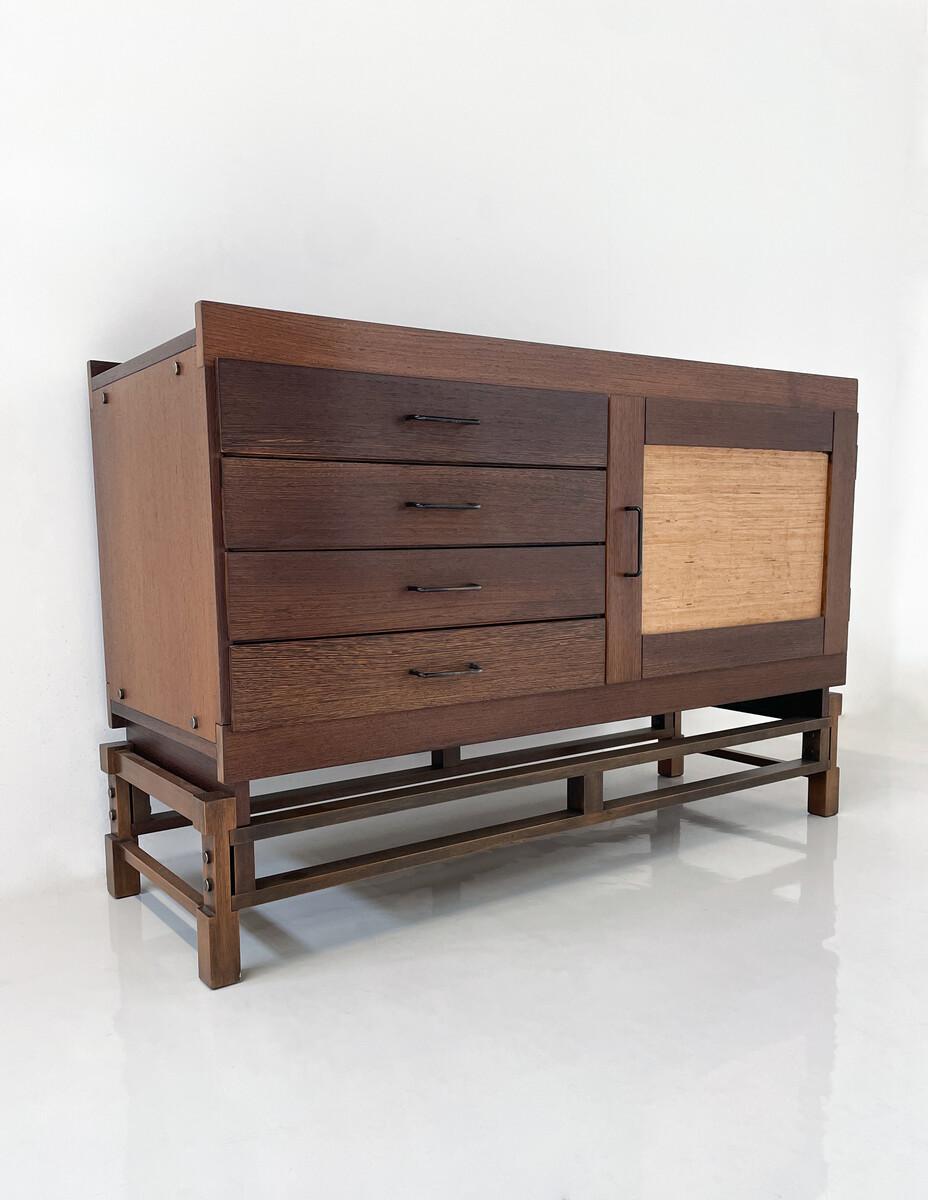 Wood Mid-Century Modern Chest of Drawers by Leonard Fiori for Isa Bergamo, Italy  For Sale