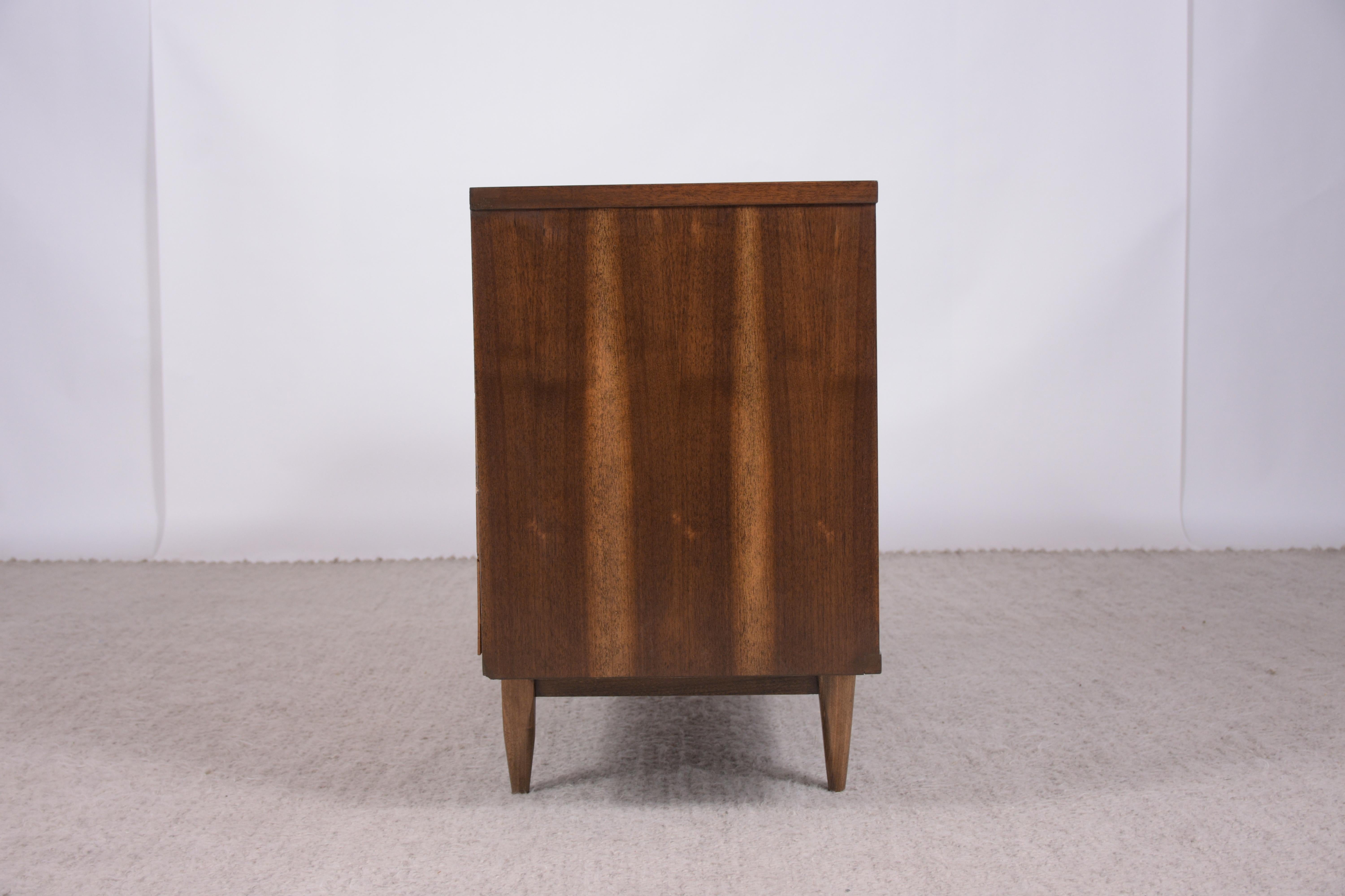 Mid-Century Elegance: Stunning Walnut Dresser with Chrome Accents 5
