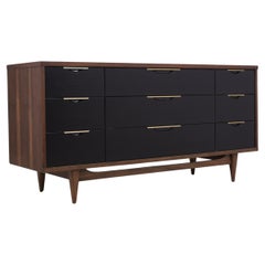 Mid-Century Elegance: Stunning Walnut Dresser with Chrome Accents