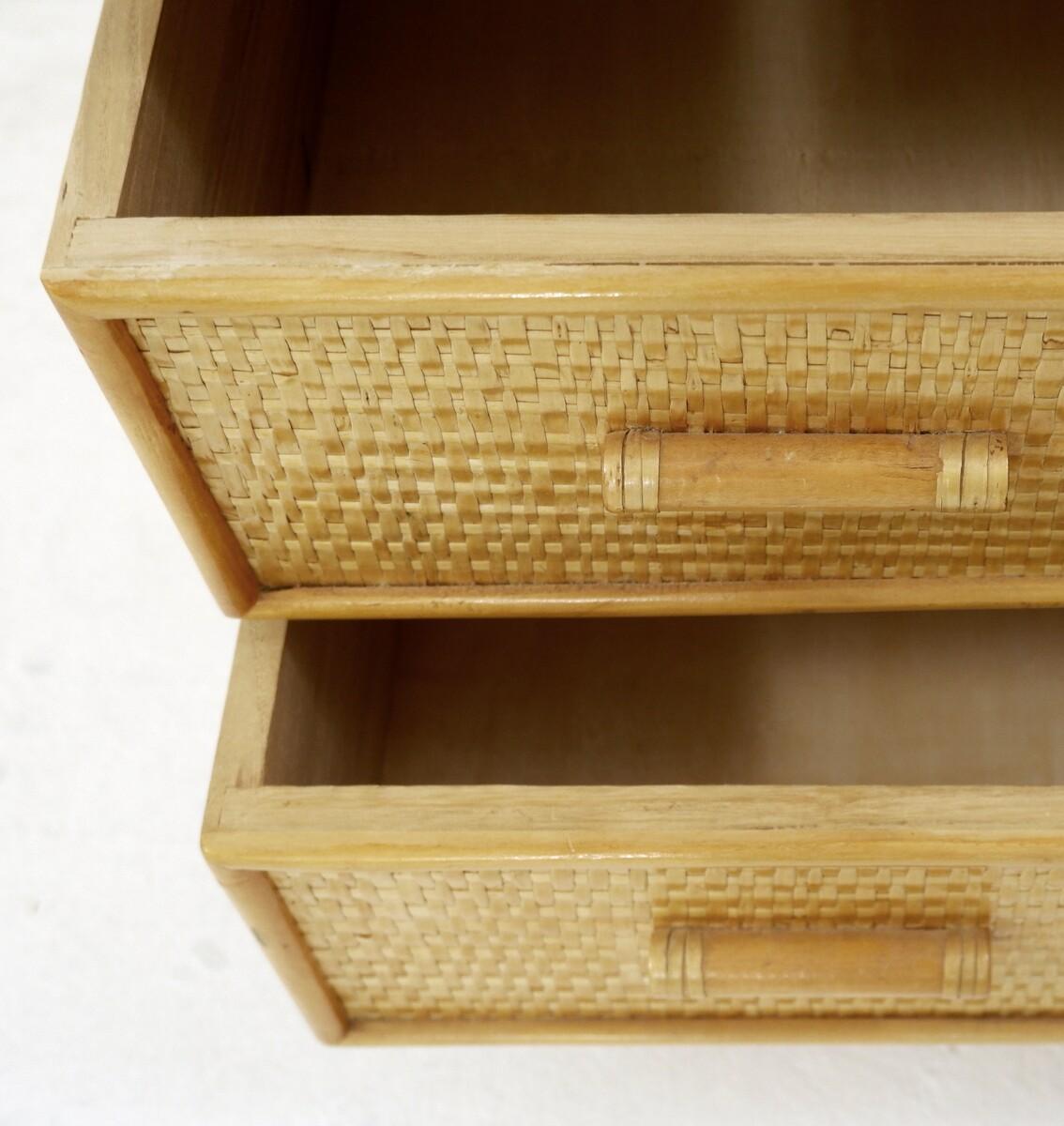 Late 20th Century Mid-Century Modern Chest of Drawers in Bamboo and Rattan