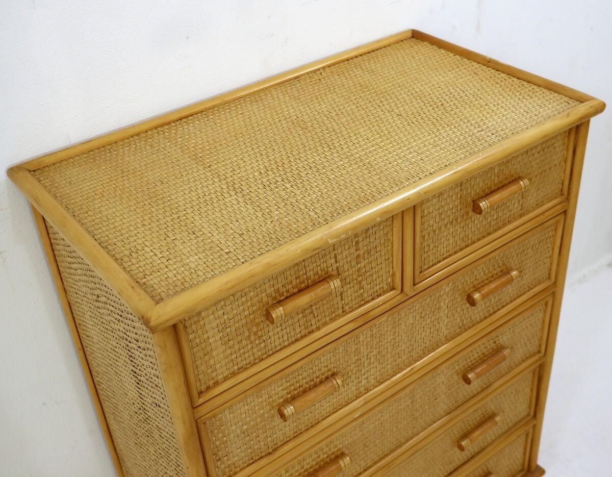 Mid-Century Modern Chest of Drawers in Bamboo and Rattan 2