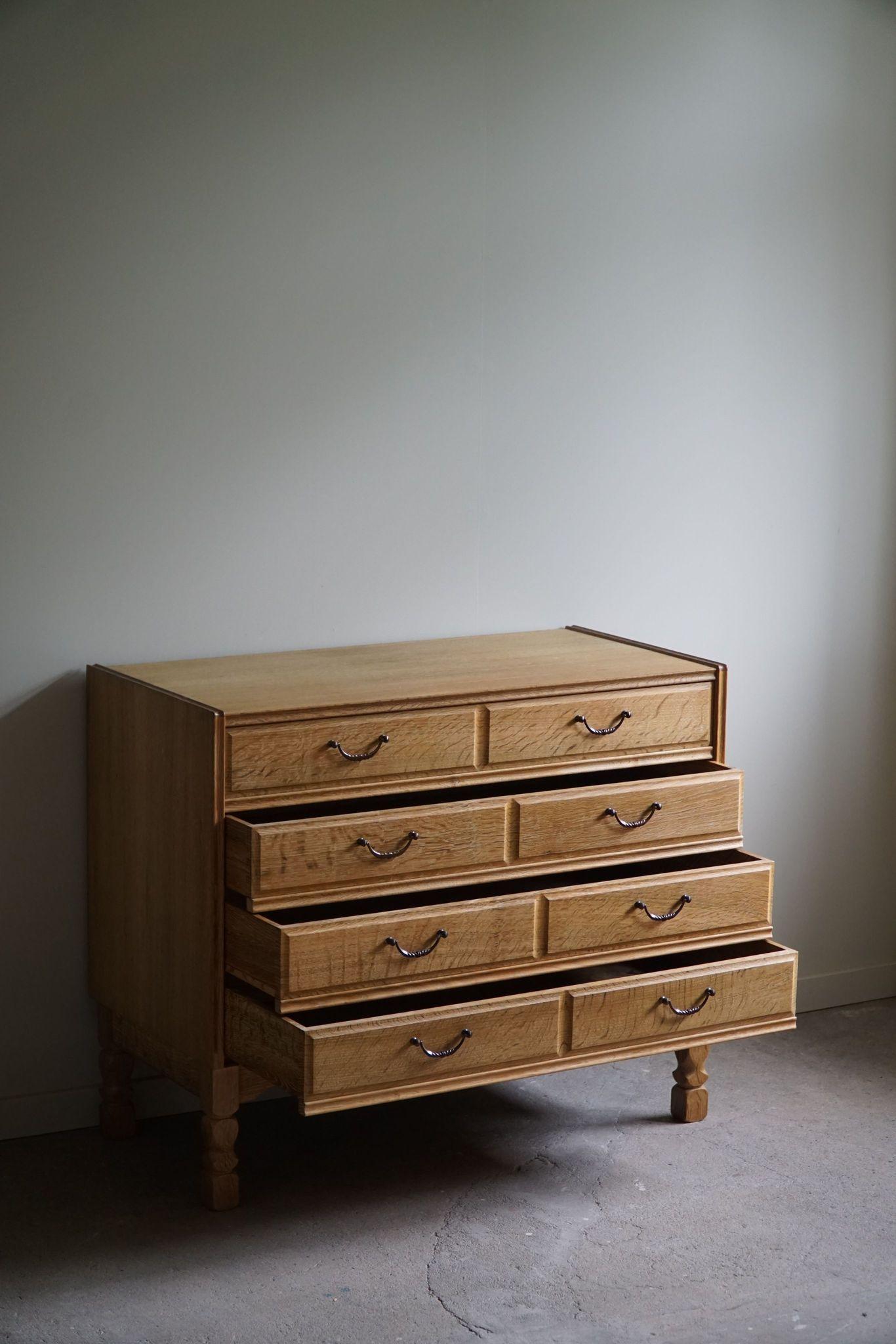 20th Century Mid-Century Modern, Chest of Drawers in Oak, By a Danish Cabinetmaker in 1960s