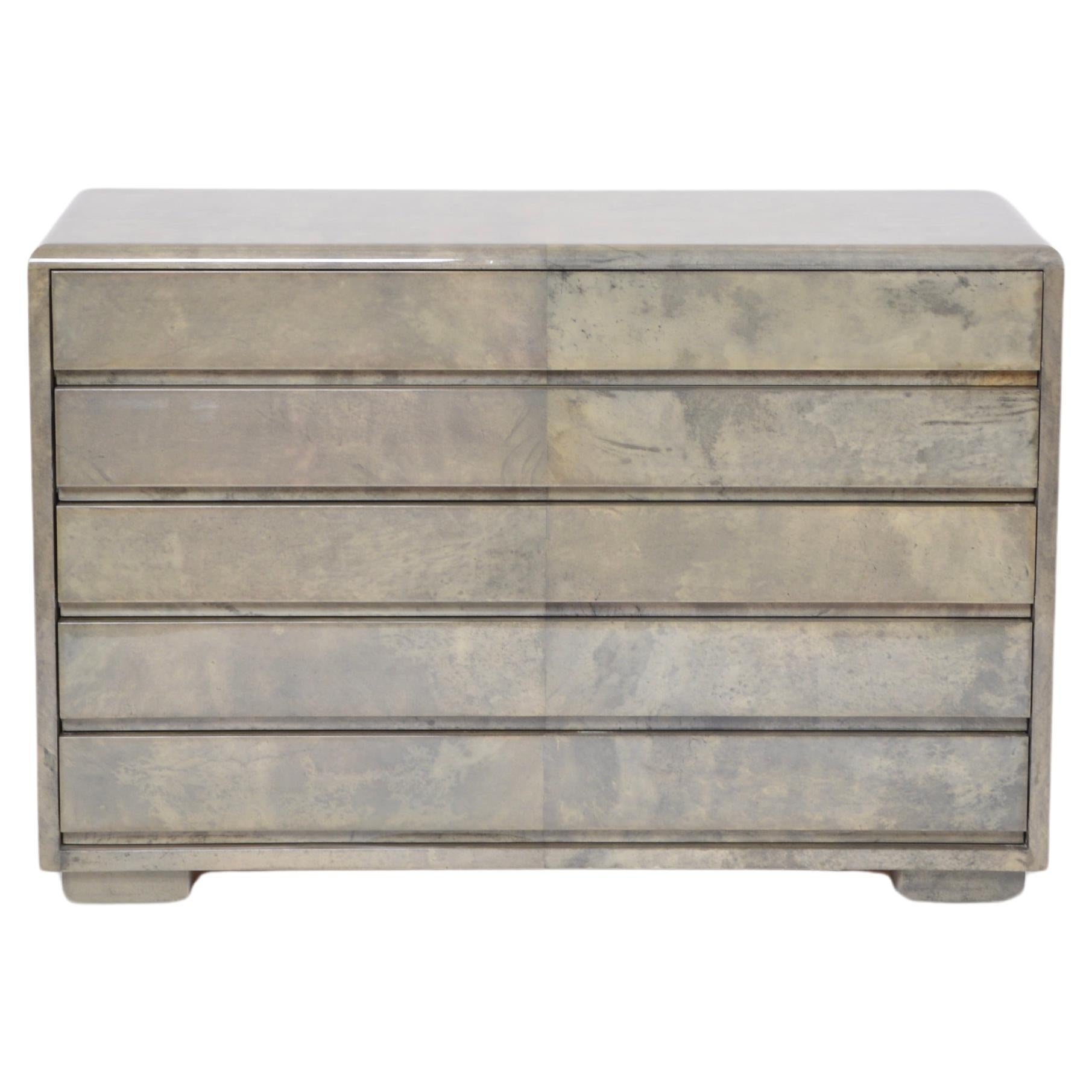 Mid-Century Modern Chest of drawers made of laquered Goat Skin by Aldo Tura